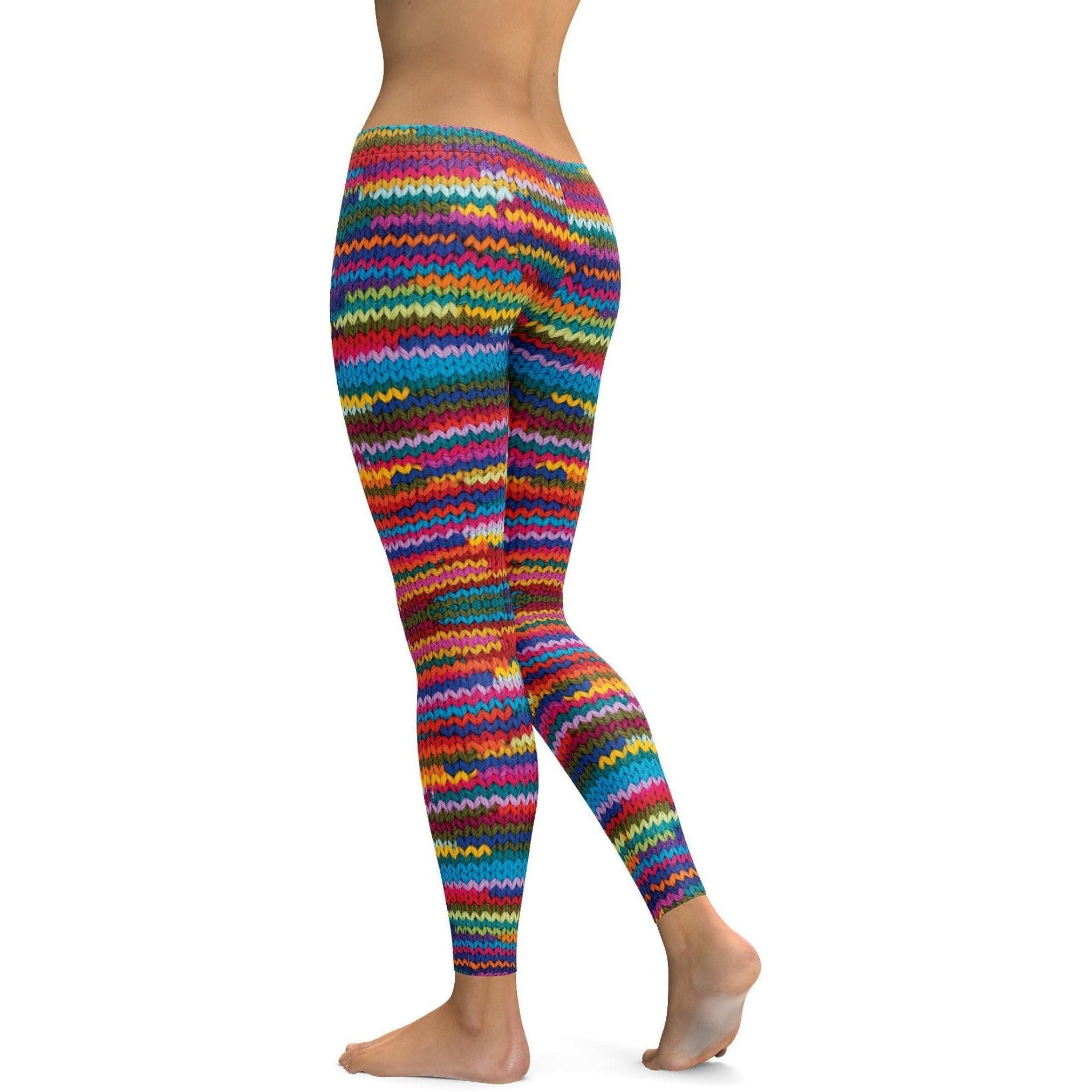 Colorful Knitted Pattern Leggings | GearBunch