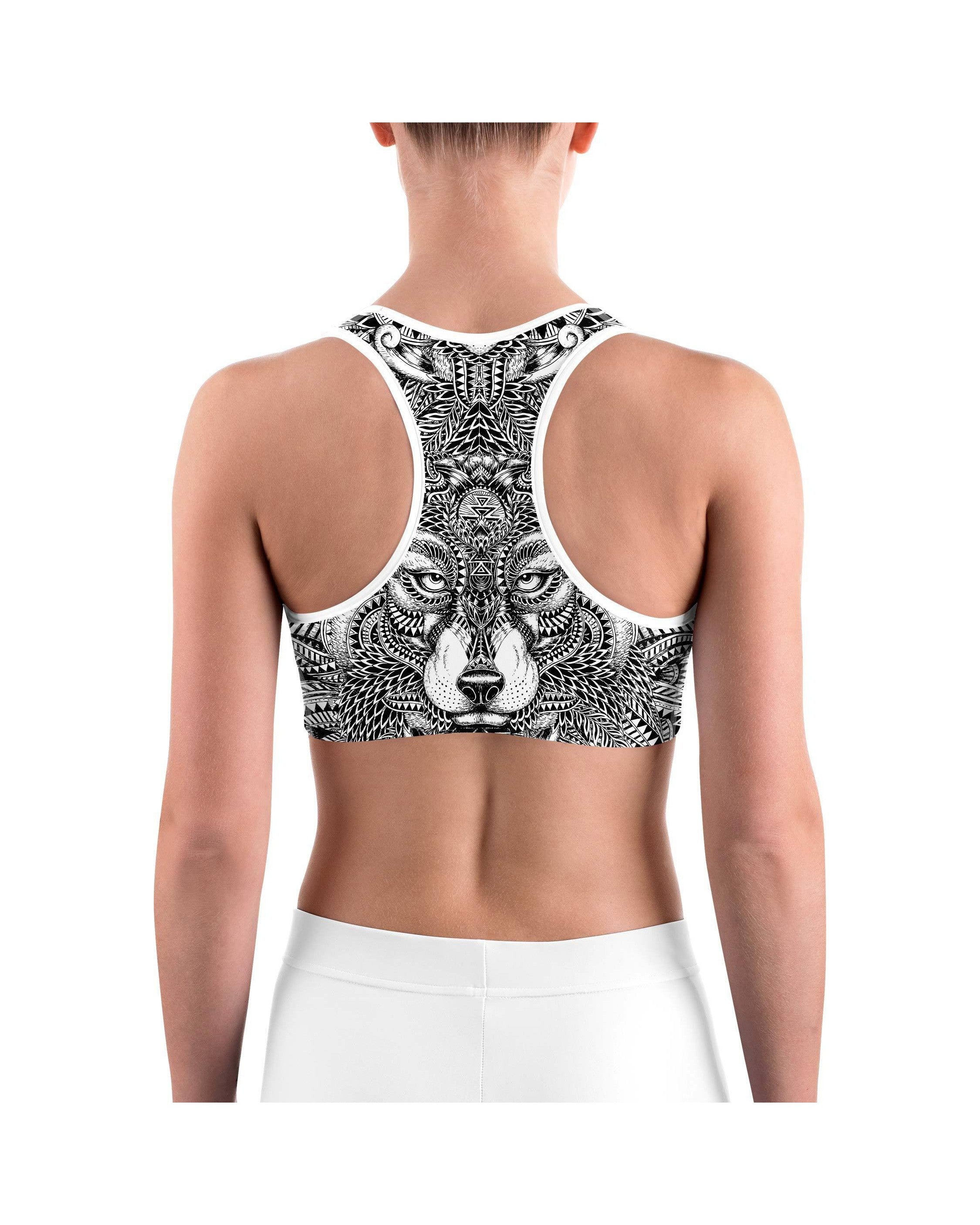 Zentangle Wolf Sports bra