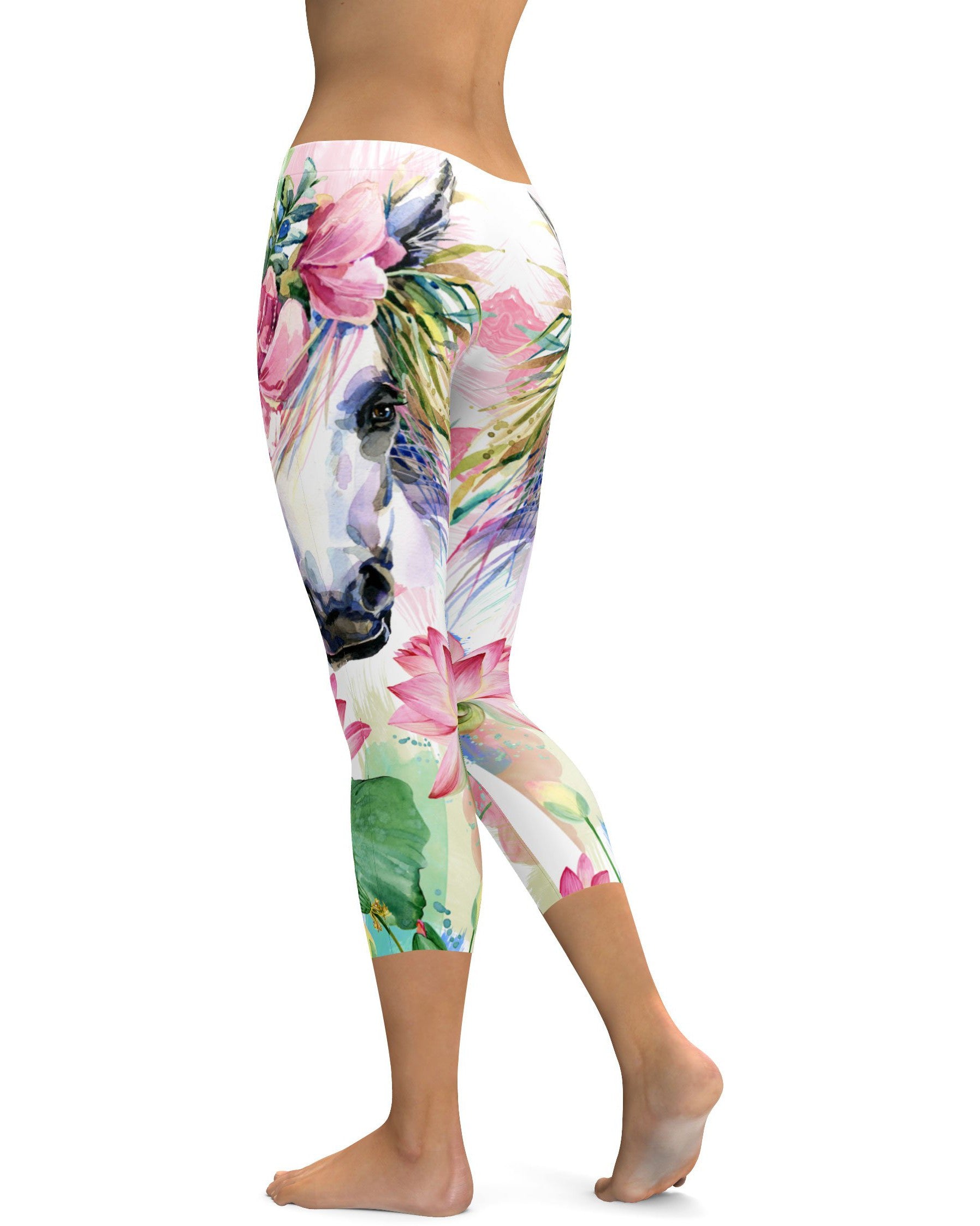 Colorful Horse Capris - GearBunch Leggings / Yoga Pants