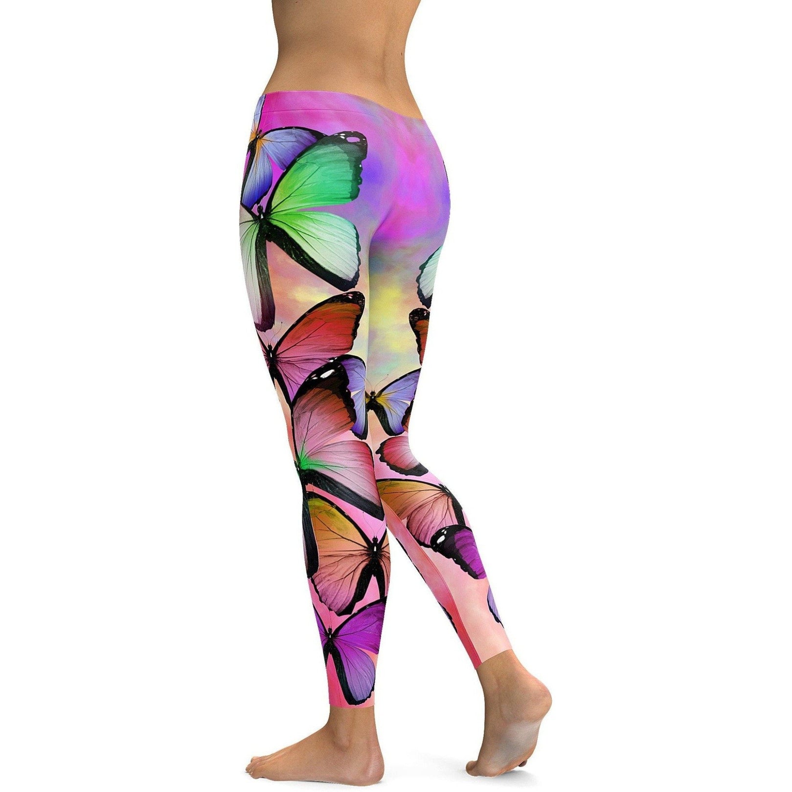 Womens Colorful Butterflies Leggings for perfect for everyday wear, workout and yoga