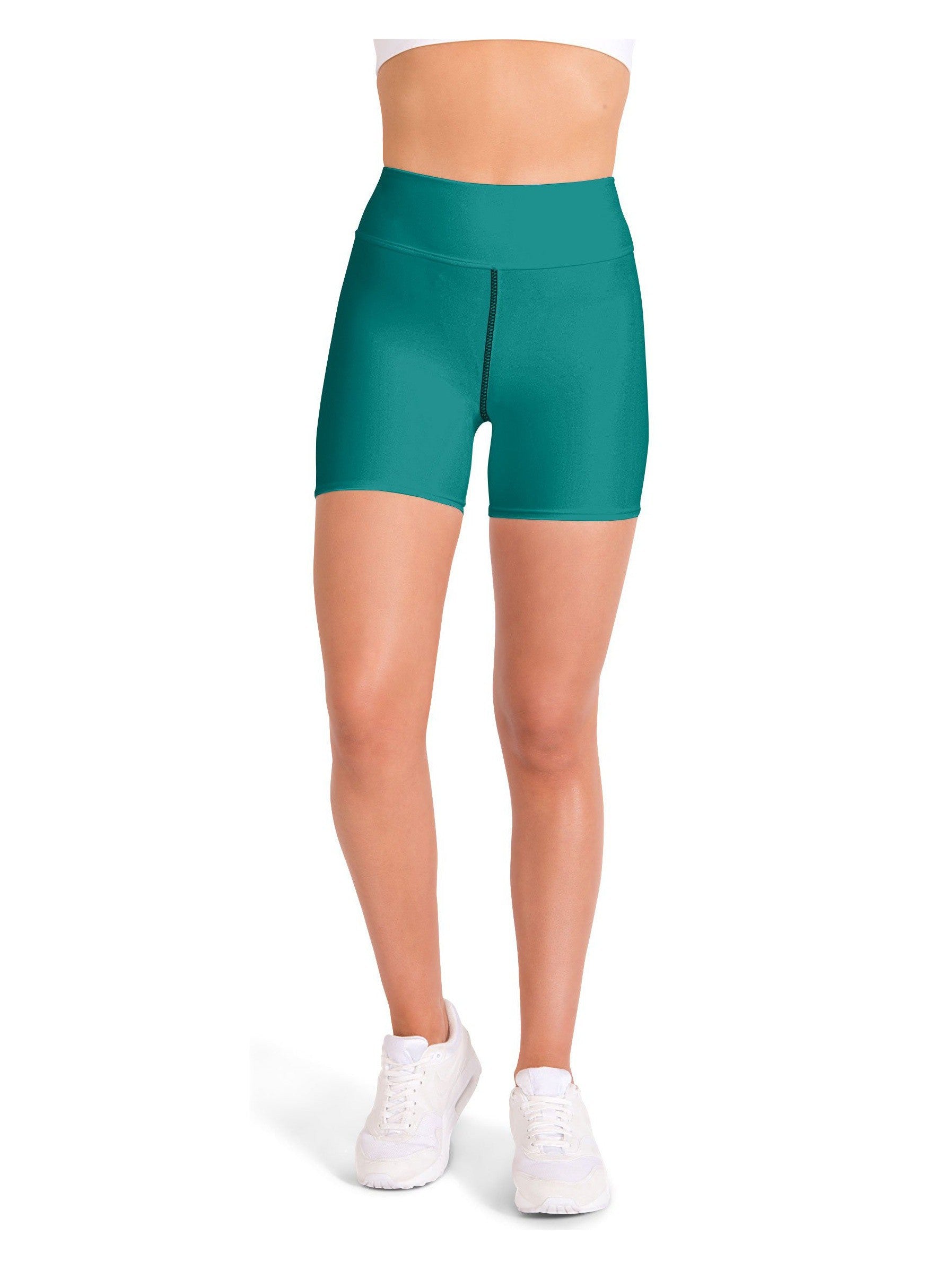 Solid Teal Yoga Shorts Gearbunch