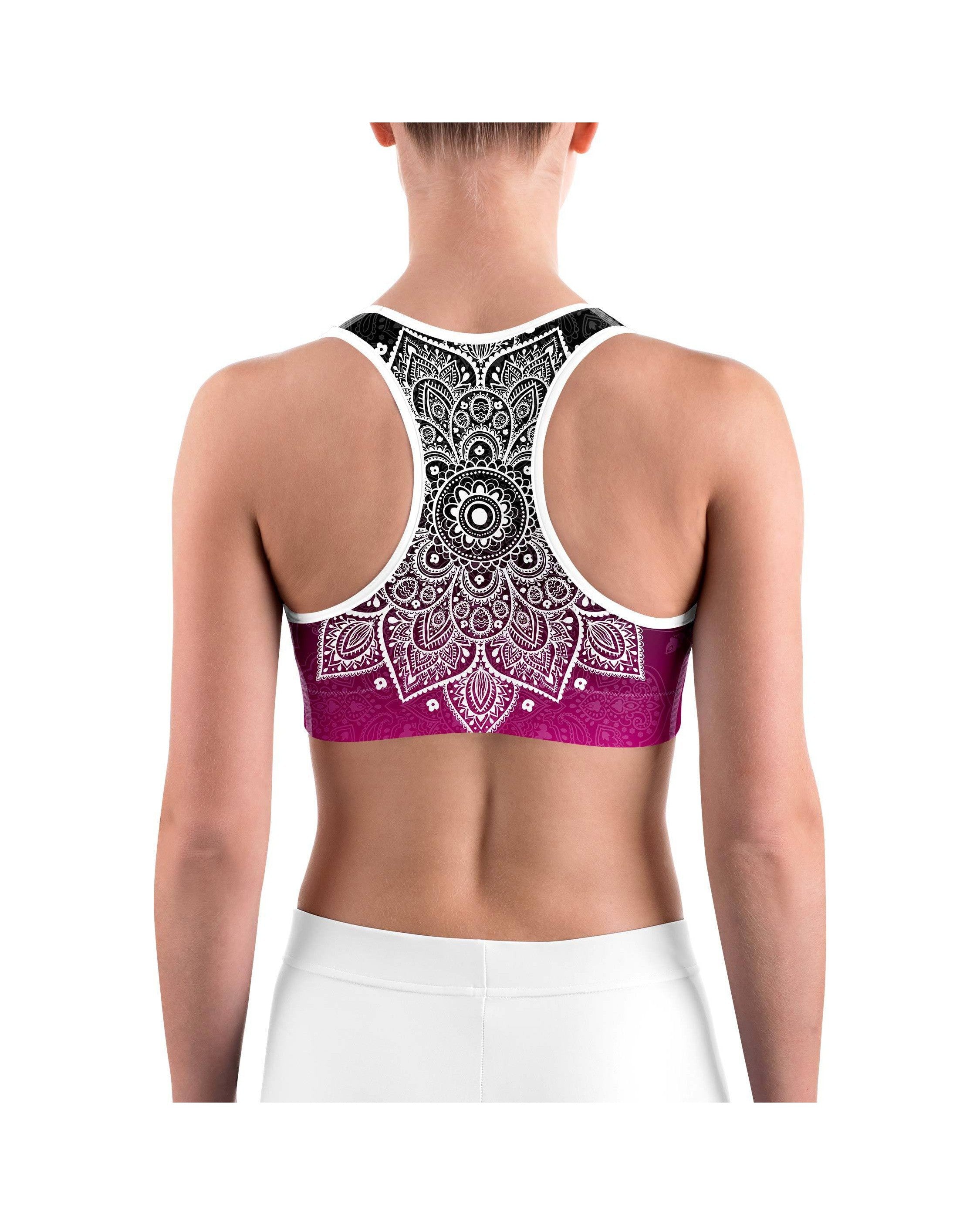 Black to Pink Mandala Sports bra - GearBunch Leggings / Yoga Pants