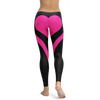 Womens Workout Yoga Pink Heart Shaped Pink/Black Leggings | Gearbunch.com