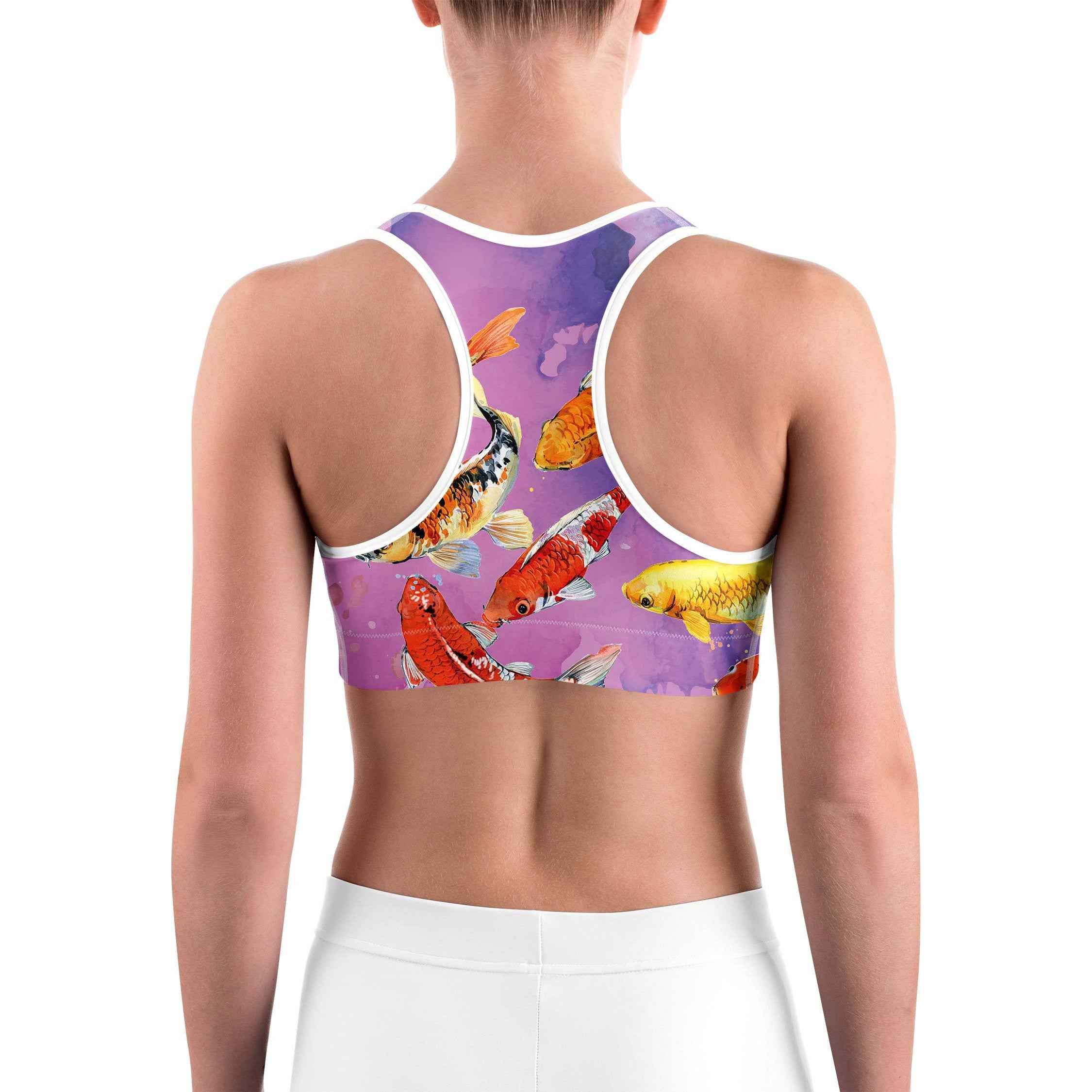 Watercolor Koi Fish Sports bra