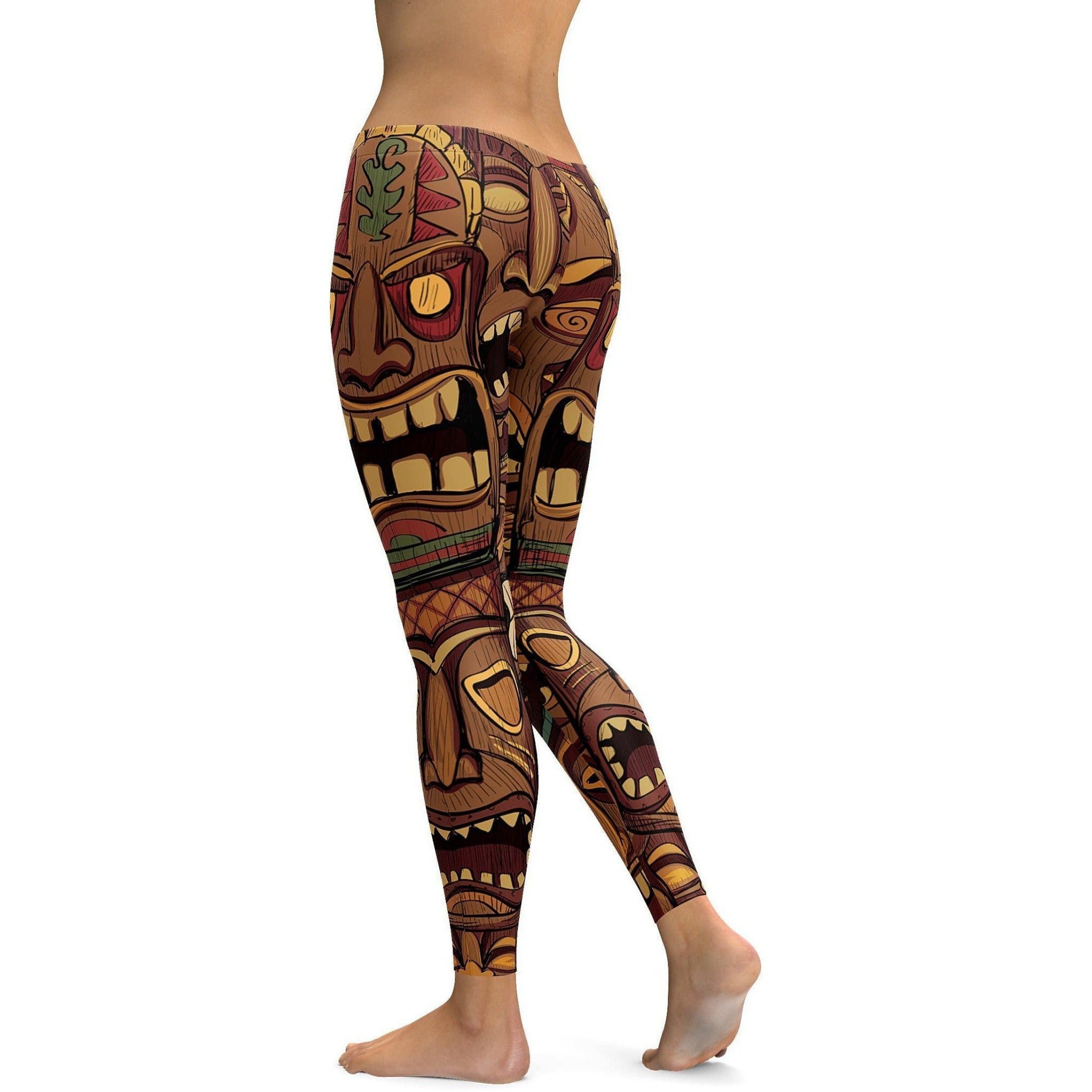 Hawaiian Tiki Masks Leggings | Gearbunch