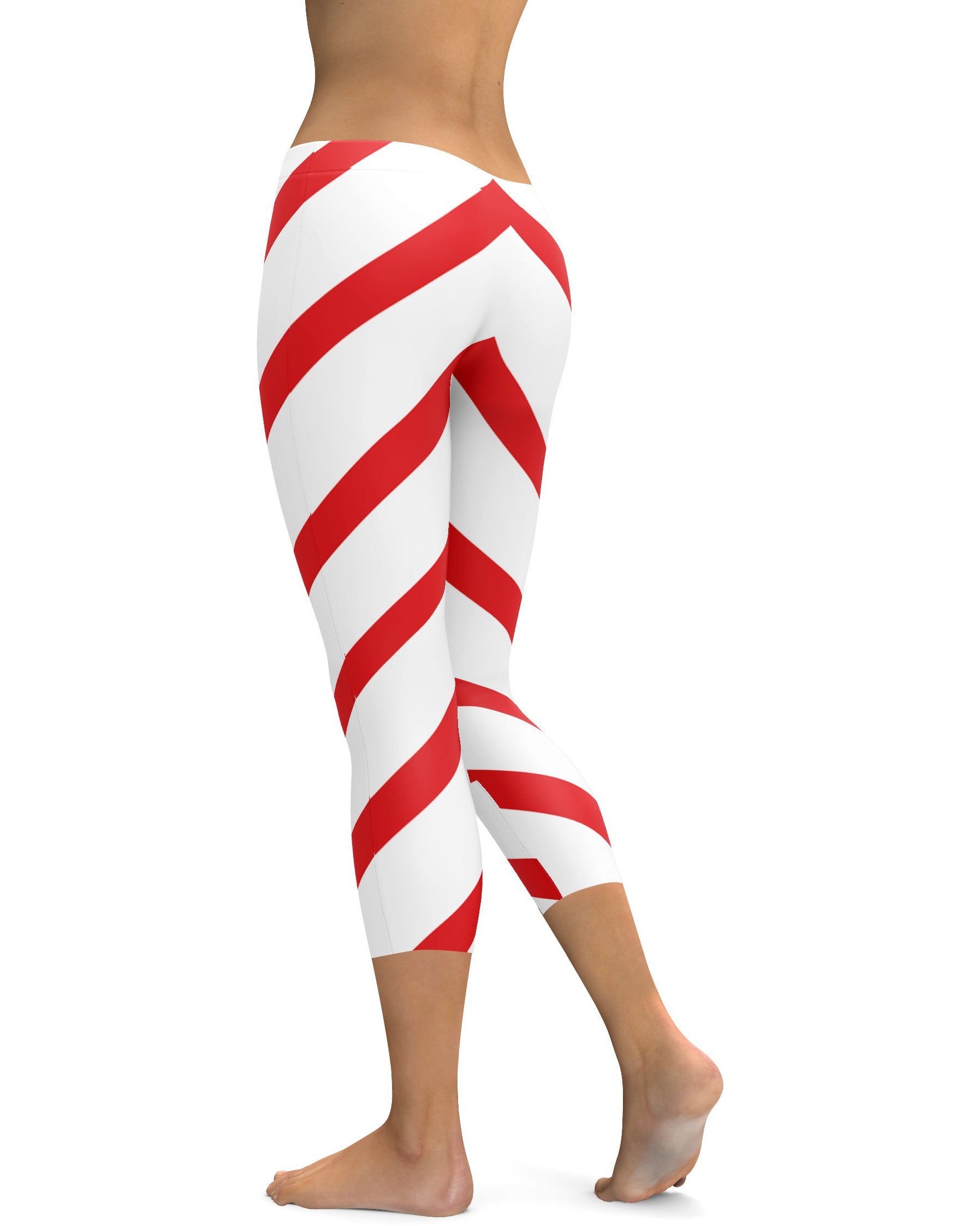 Candy Cane Capris - GearBunch Leggings / Yoga Pants