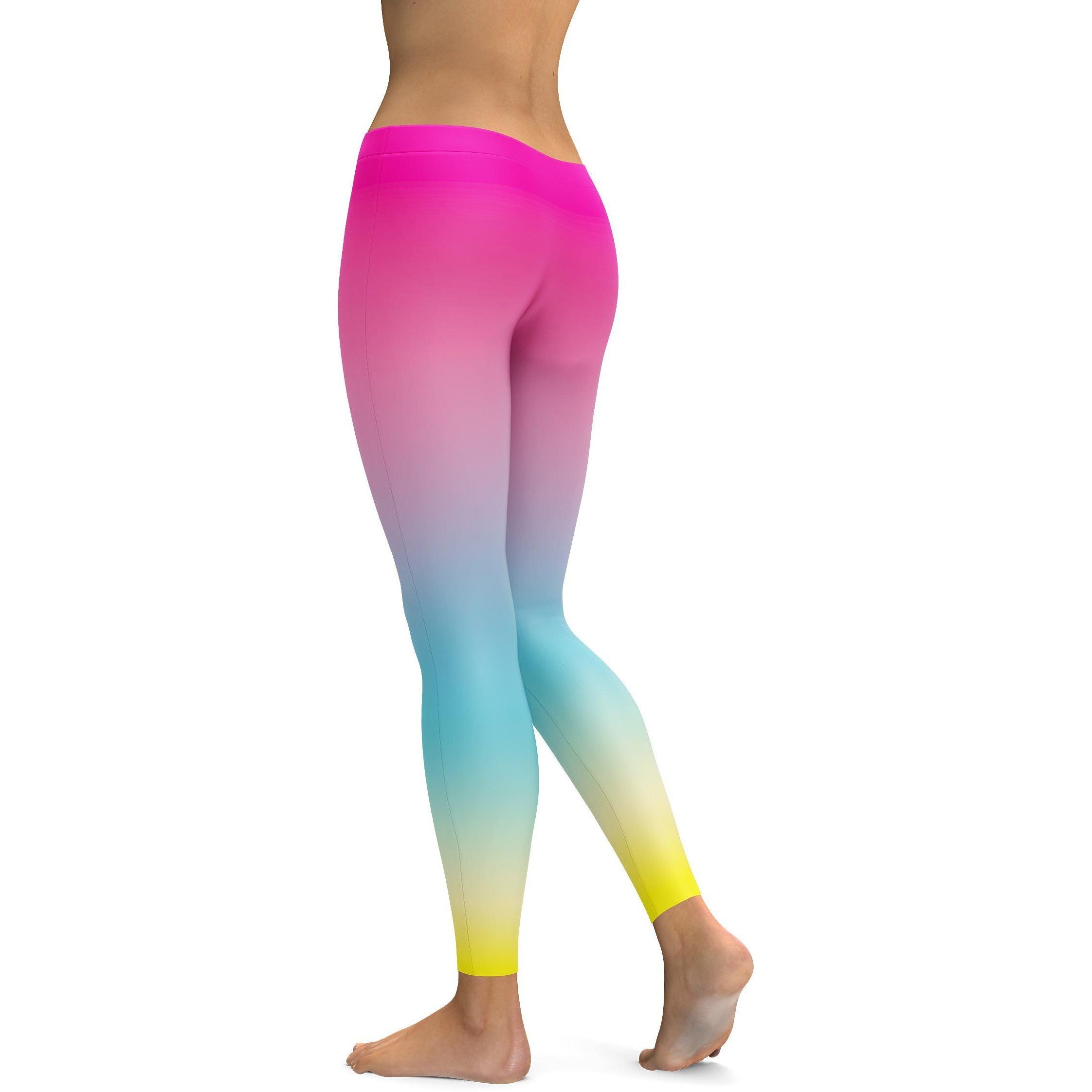 Ombre Pink to Yellow Leggings - GearBunch Leggings / Yoga Pants