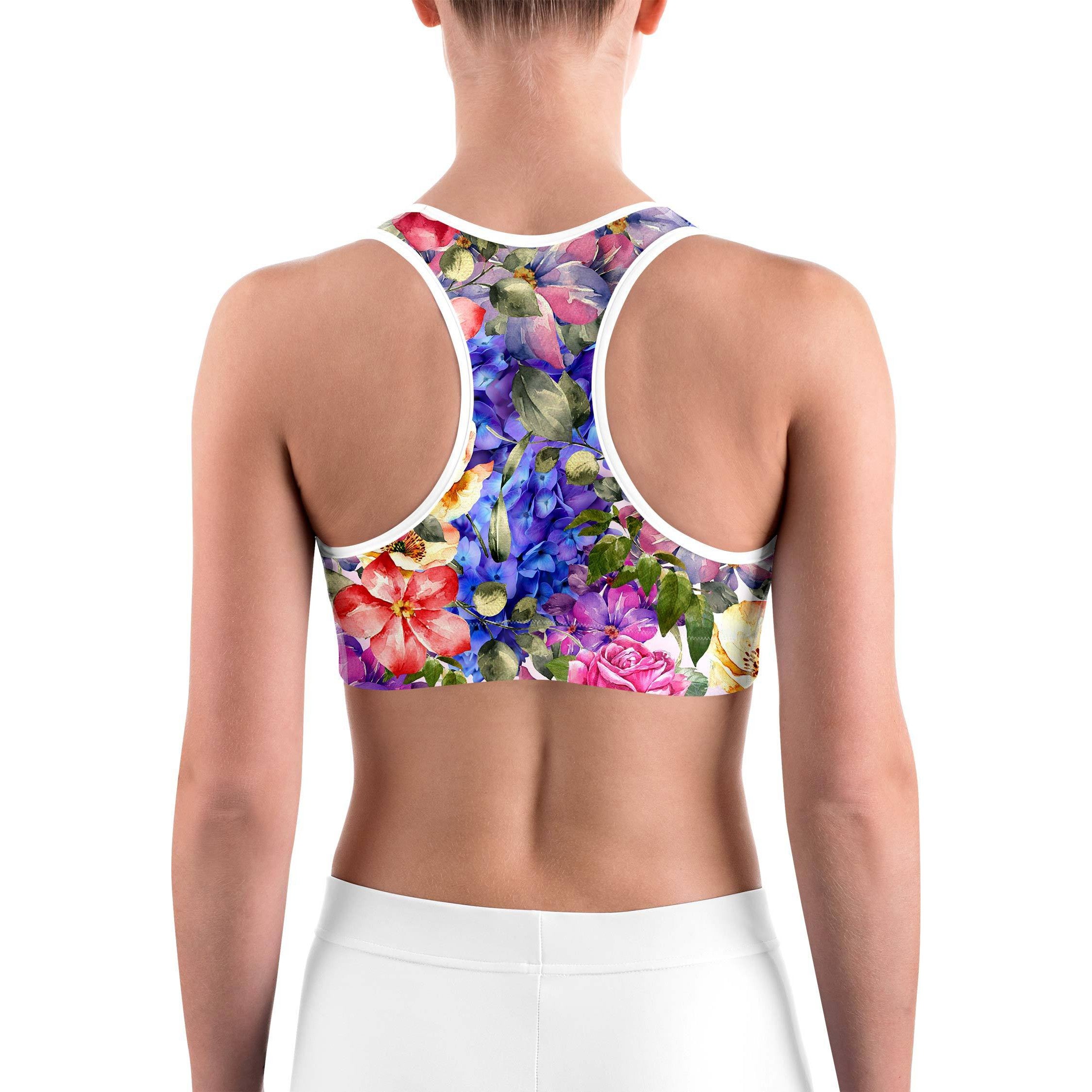 Colorful Floral Sports bra - GearBunch Leggings / Yoga Pants