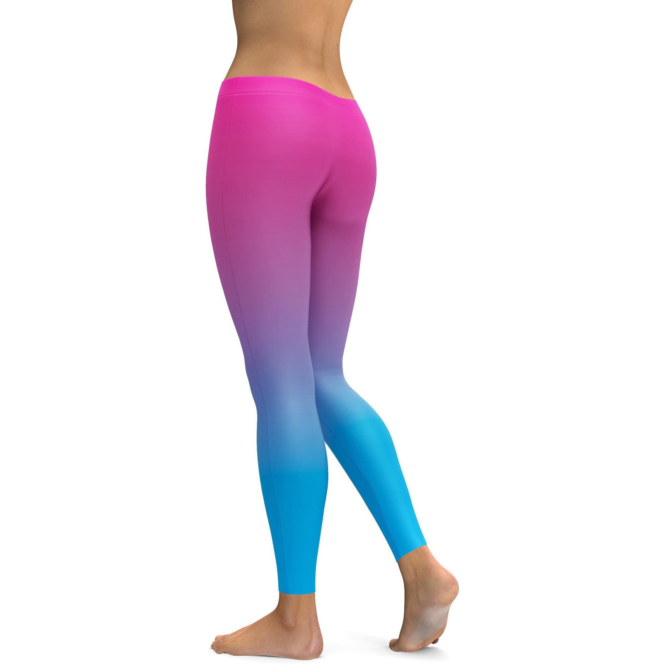 Ombre Pink to Blue Leggings - GearBunch Leggings / Yoga Pants