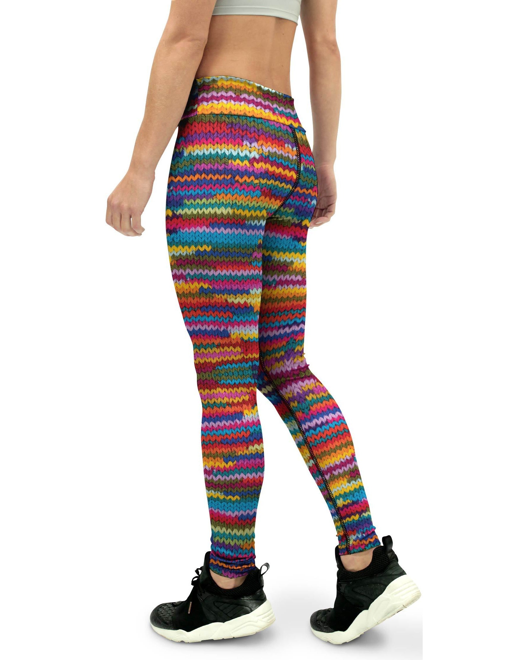 Colorful Knitted Pattern Yoga Pants - GearBunch Leggings / Yoga Pants