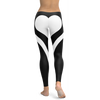 Womens Workout Yoga White Heart Shaped White/Black Leggings | Gearbunch.com