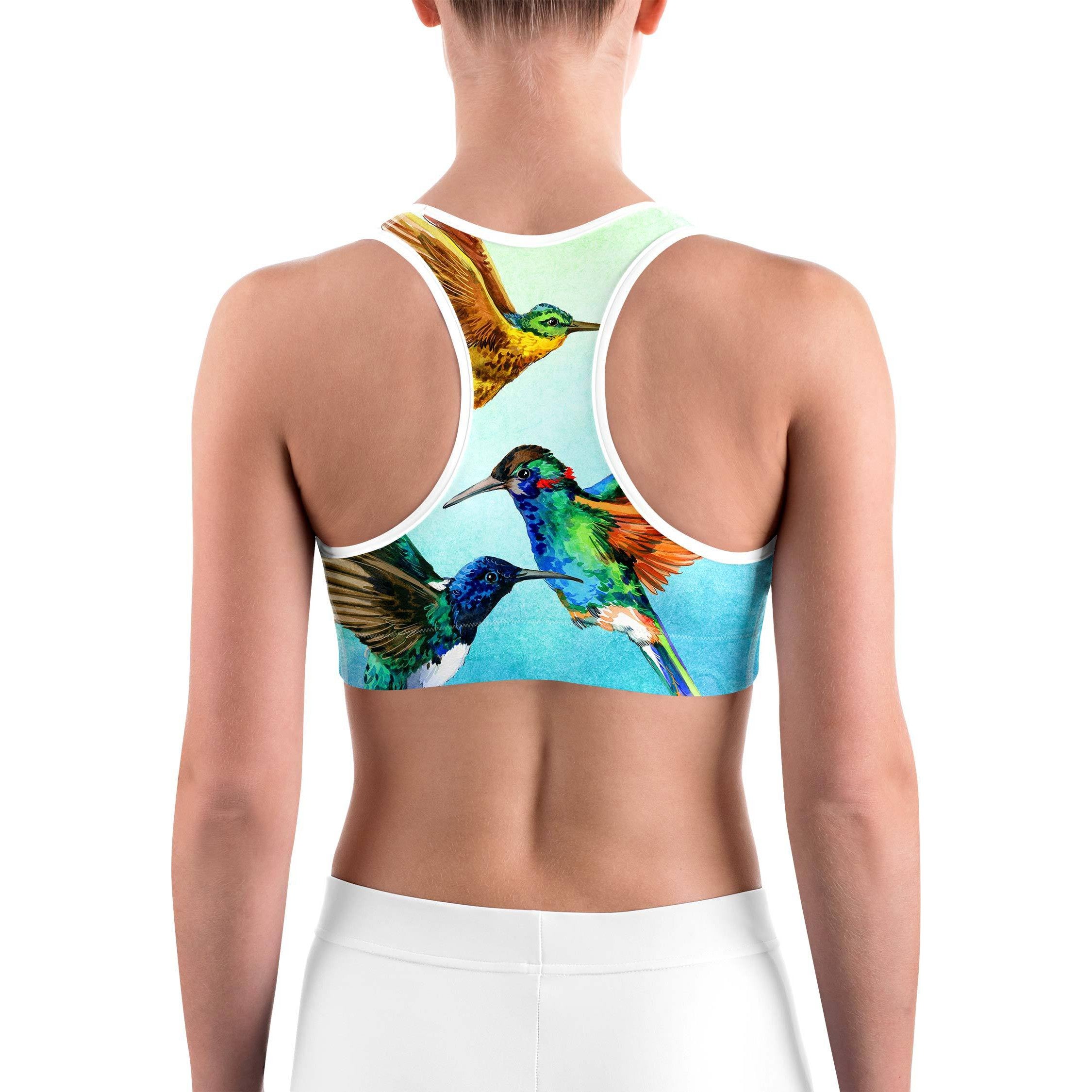 Watercolor Hummingbird Sports bra