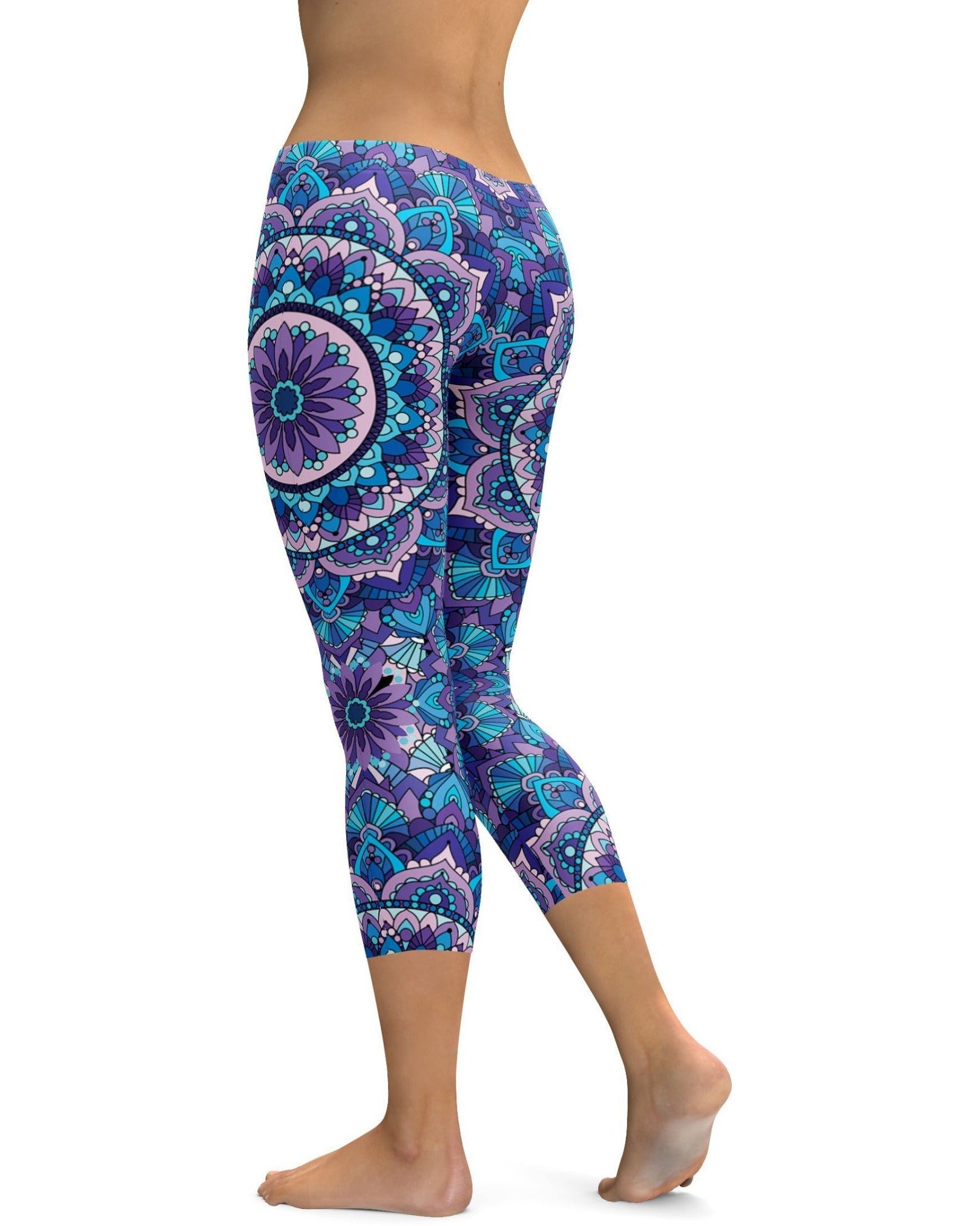 Colorful Blue Mandala Capris | GearBunch 