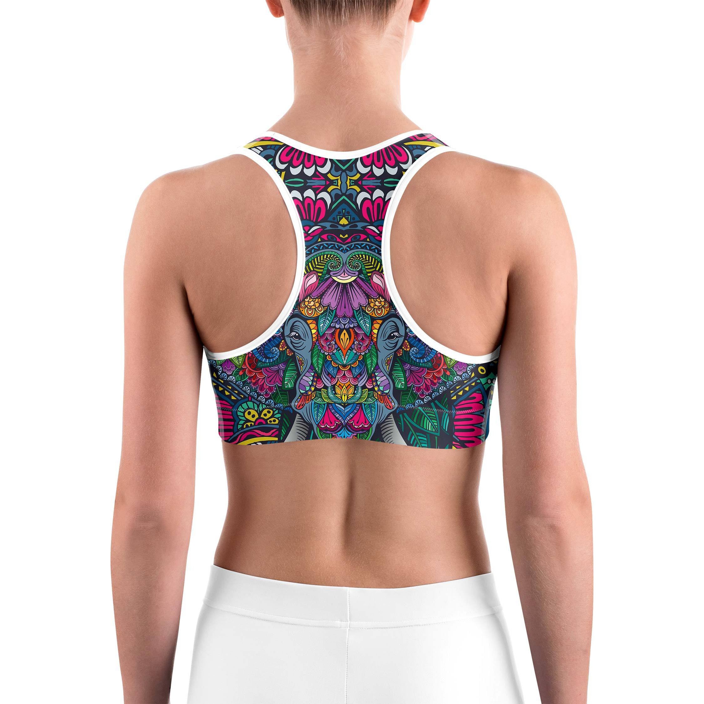 Colorful Elephant Sports bra - GearBunch Leggings / Yoga Pants