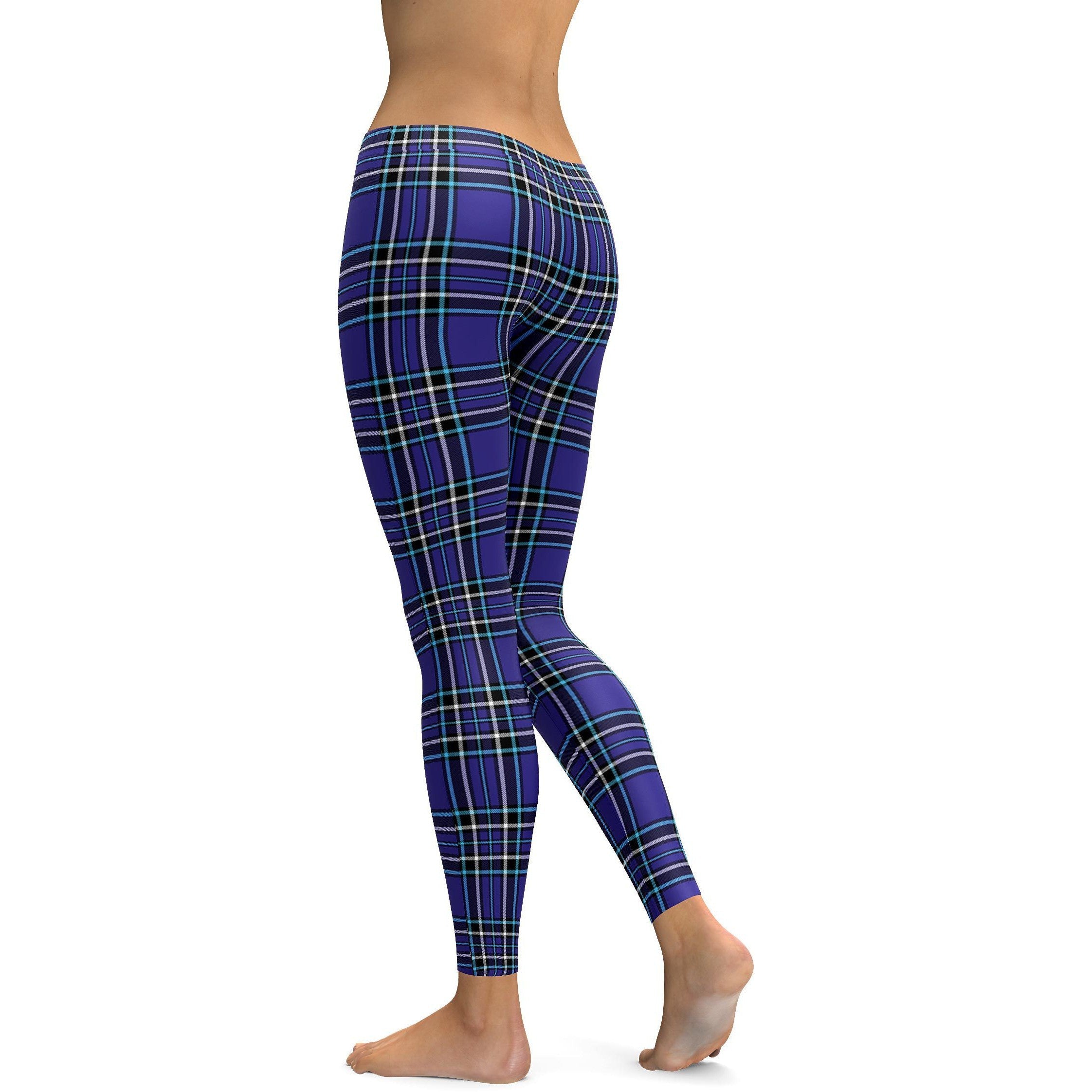 Navy Blue Tartan Leggings