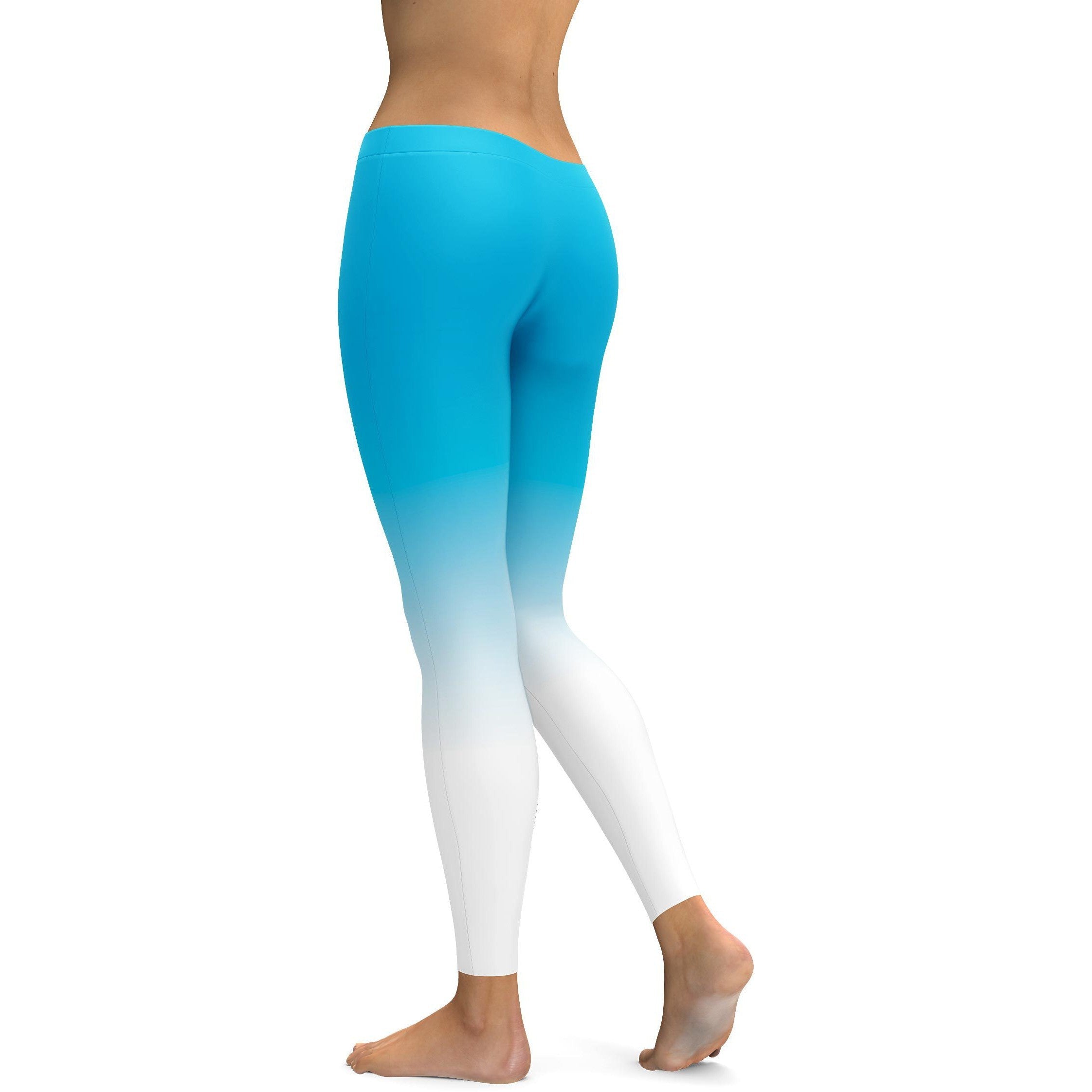 Ombre Sky Blue to White Leggings - GearBunch Leggings / Yoga Pants