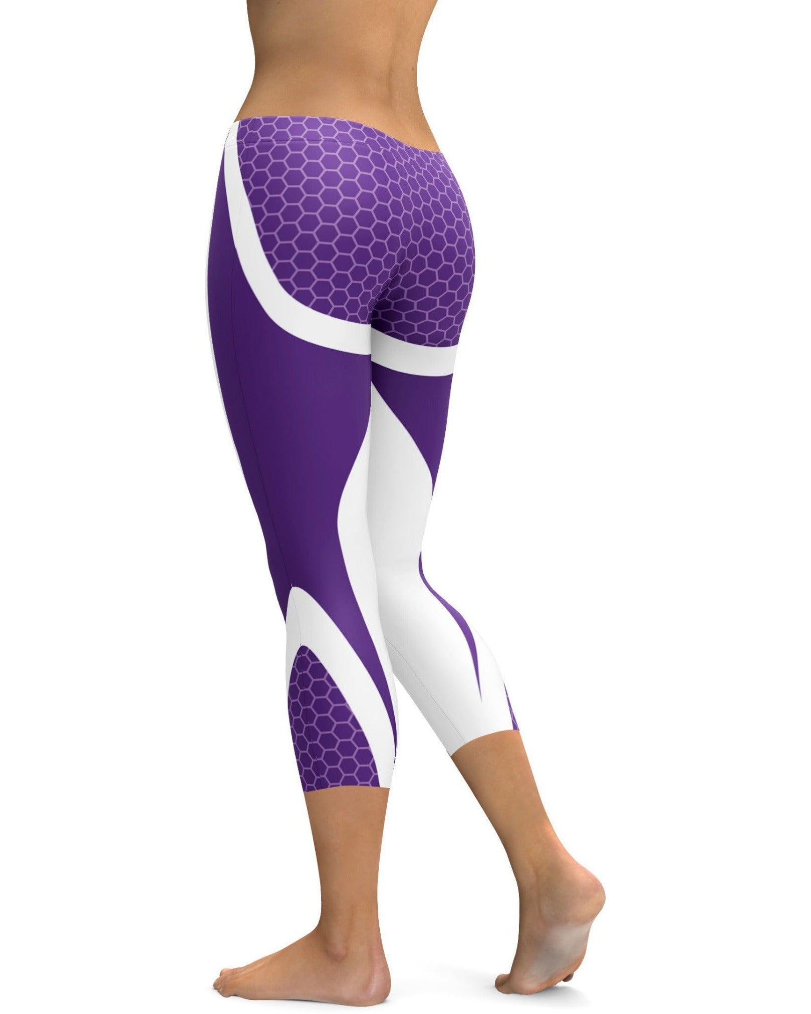 Purple Honeycomb Carbon White Capris | Gearbunch