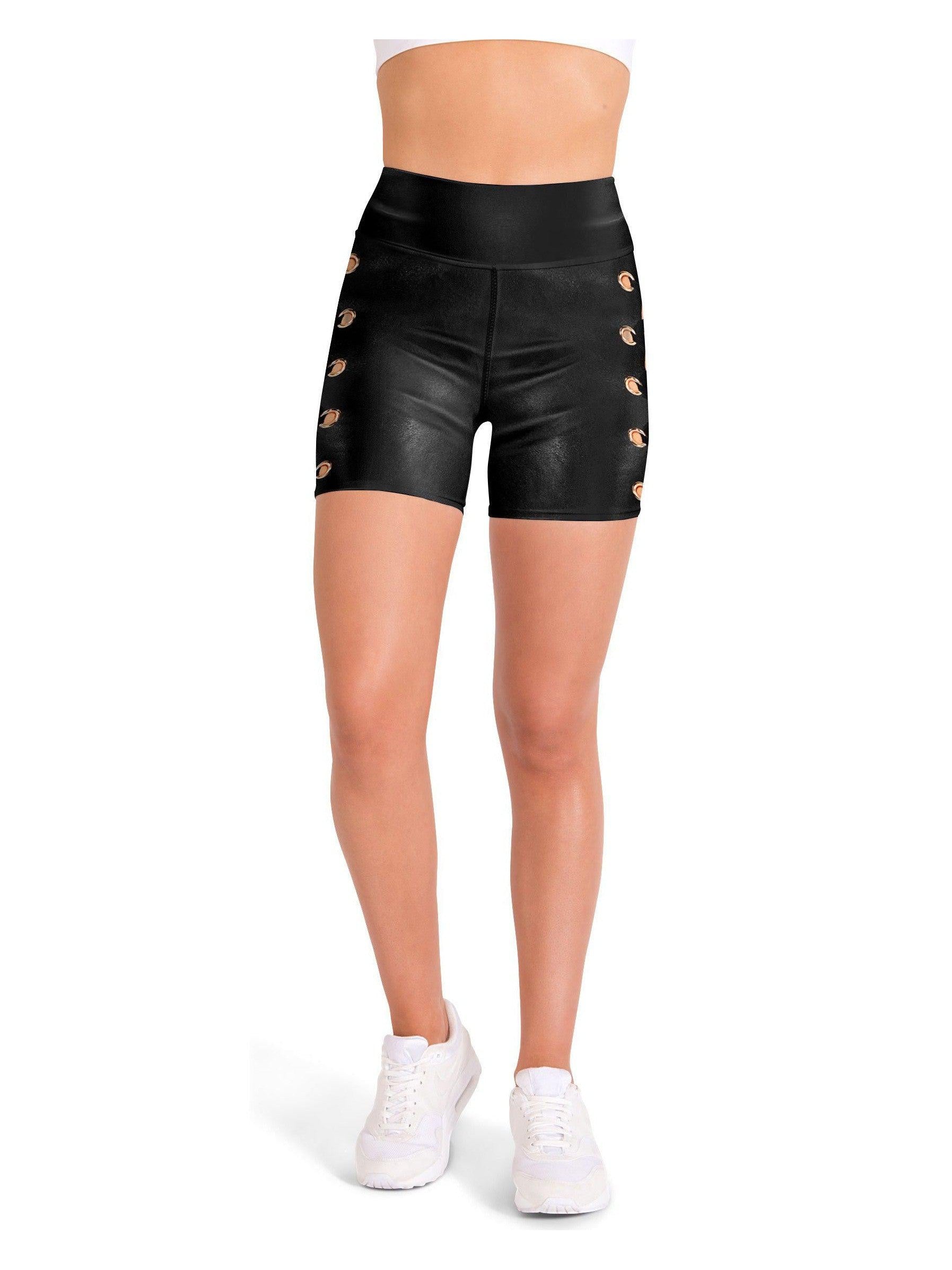 Faux Lace Up Yoga Shorts Gearbunch