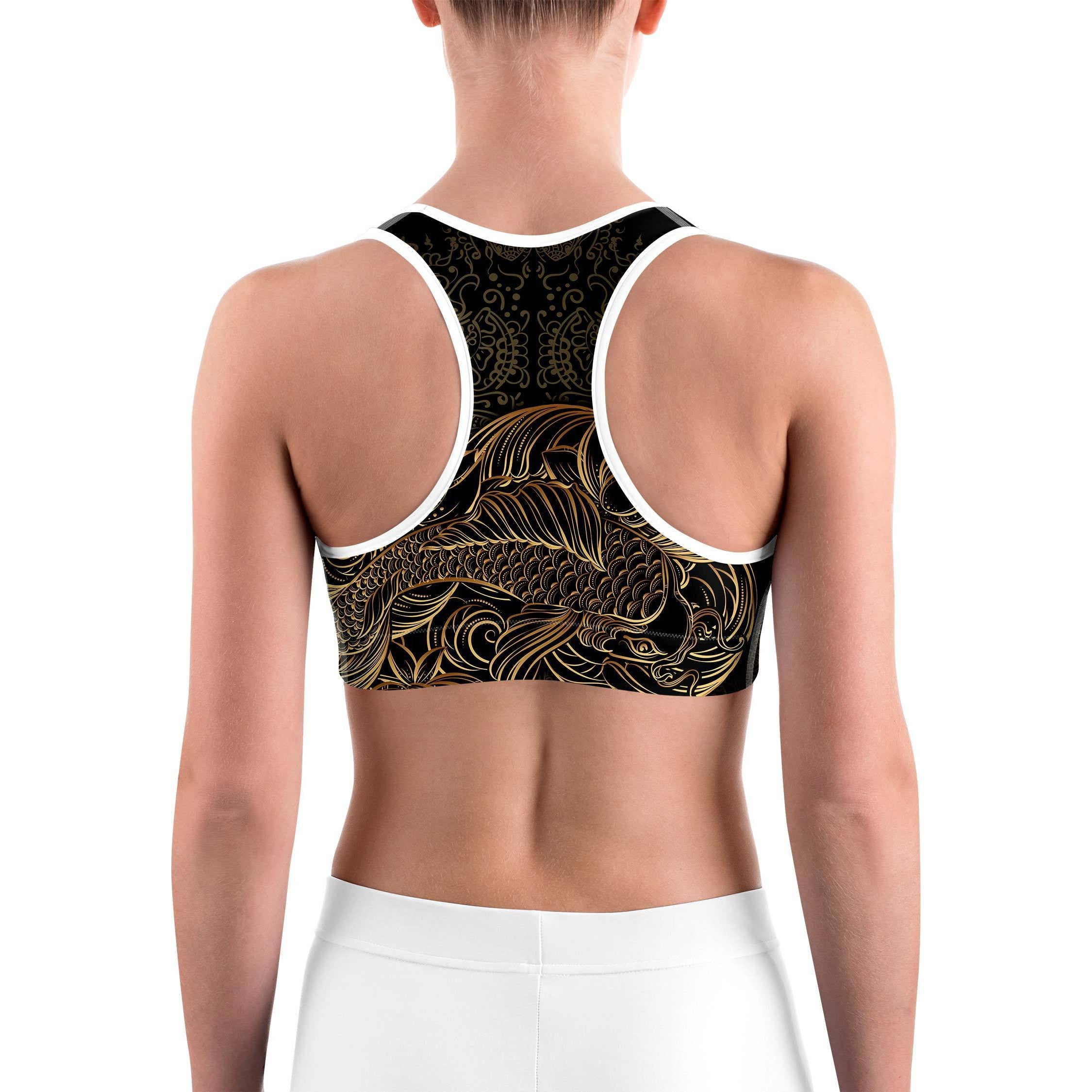 Golden Oriental Koi Fish Sports bra