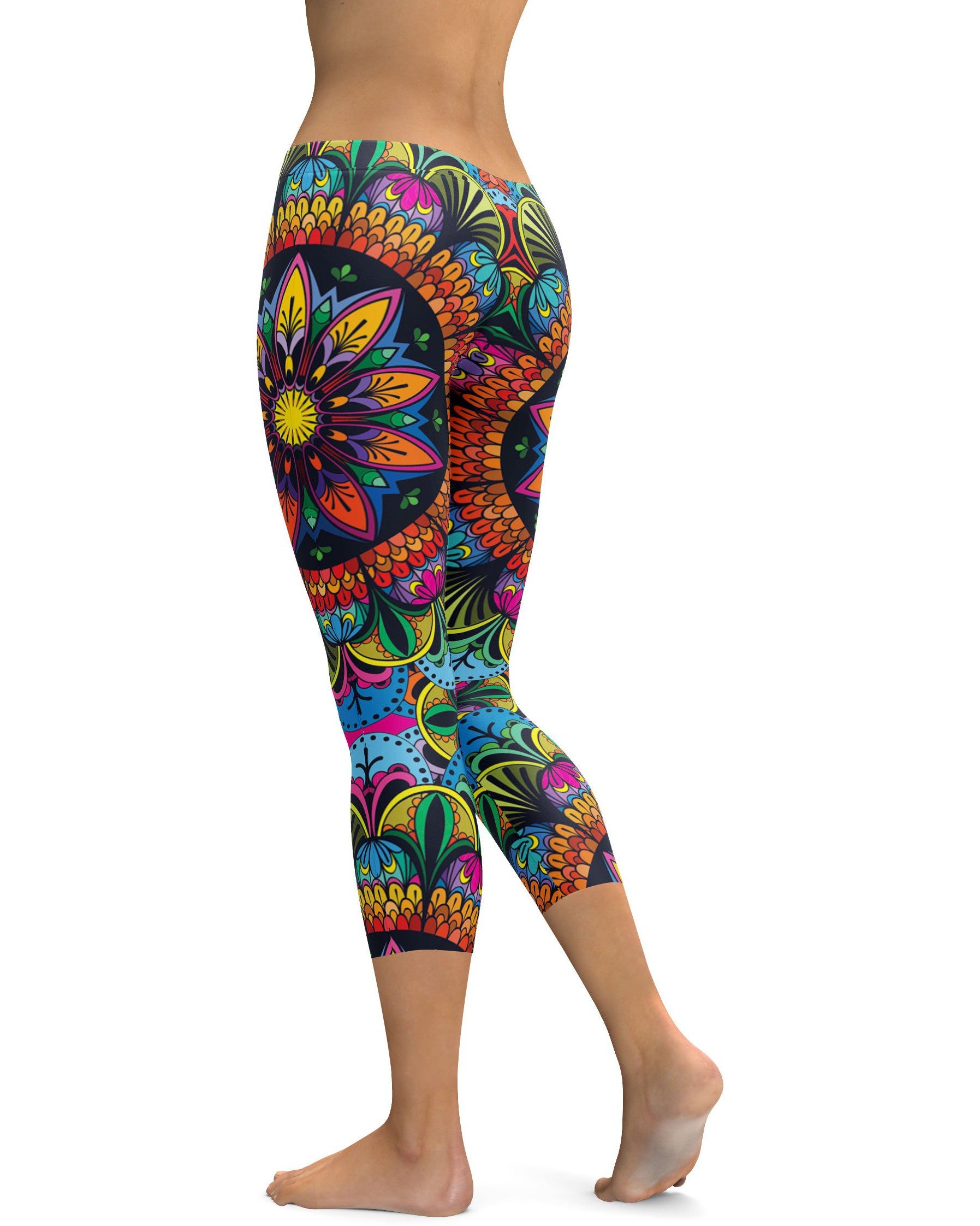 Colorful Mandala Capris - GearBunch Leggings / Yoga Pants