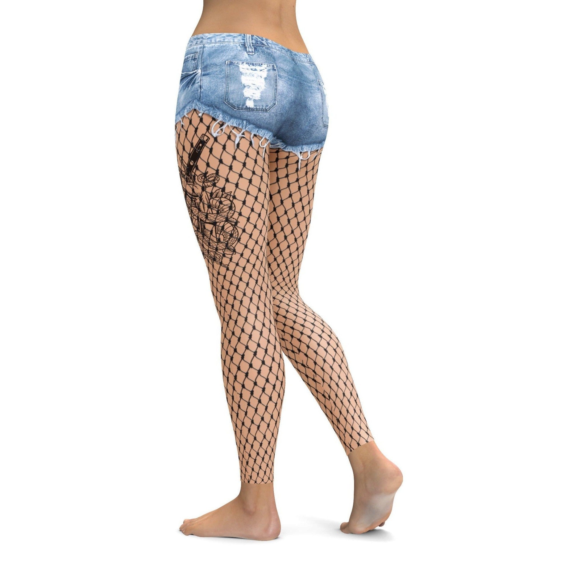 Womens Yoga Shorts Faux Pantyhose & Short Leggings Blue/Black | Gearbunch.com