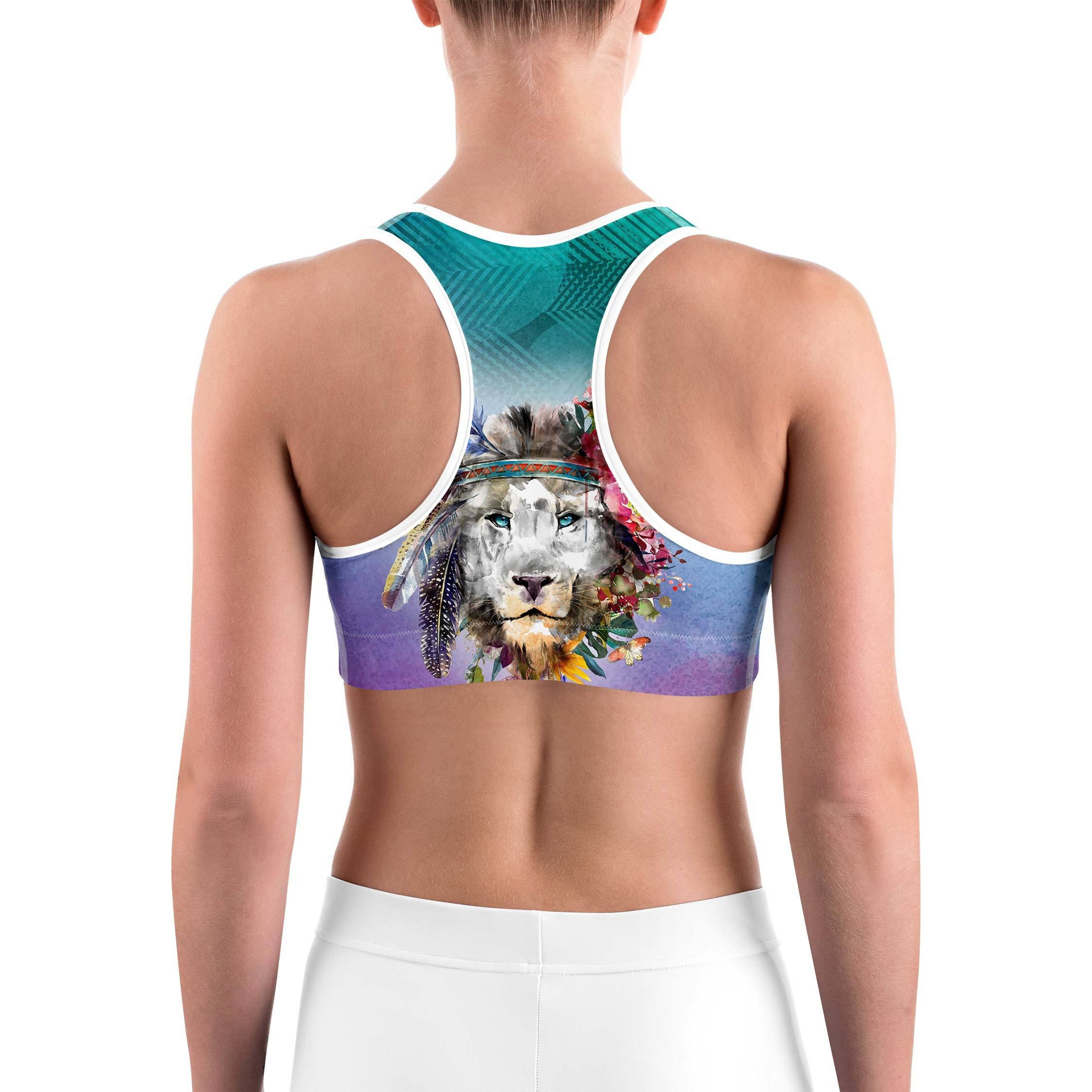 Watercolor Lion Sports bra