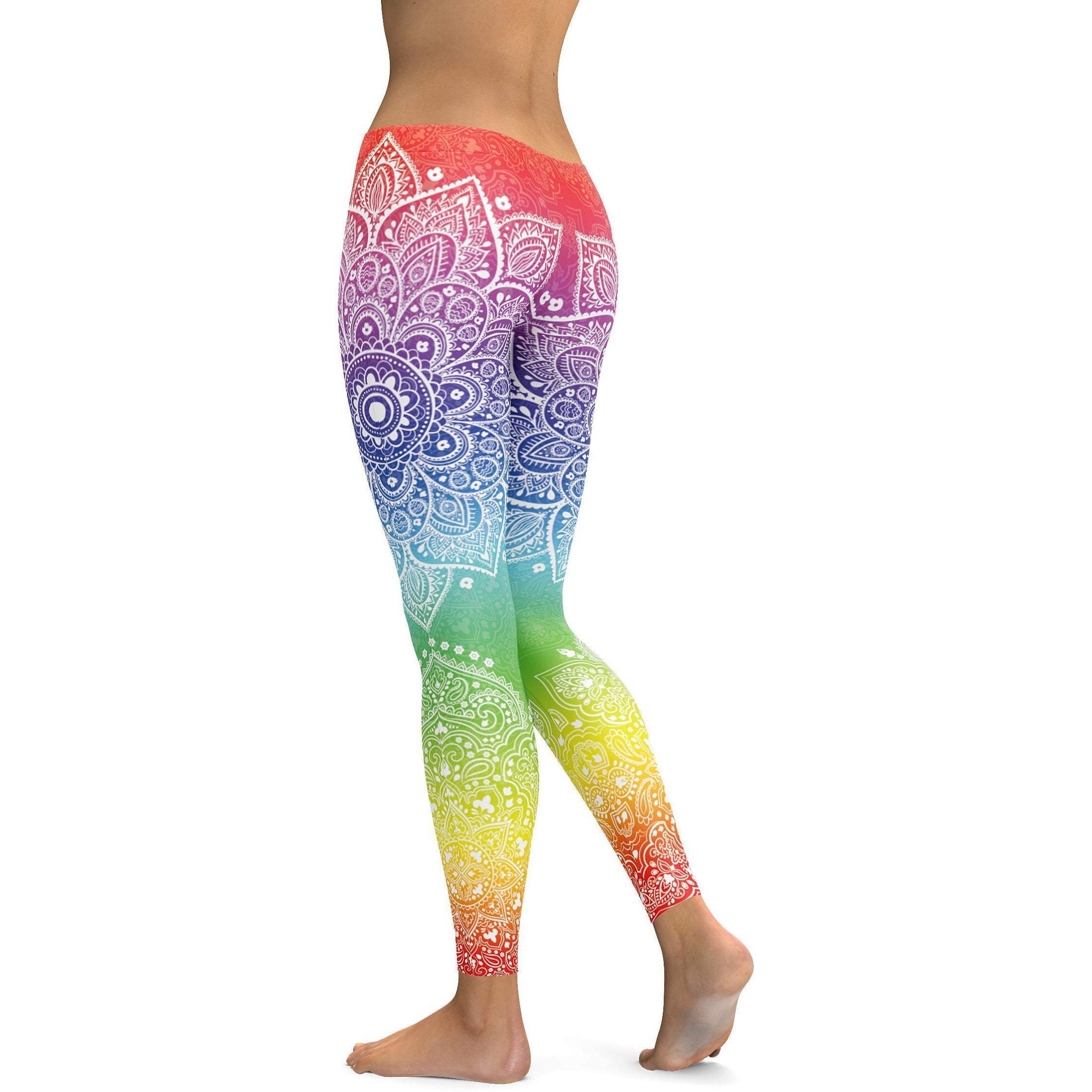 Rainbow Mandala Leggings - GearBunch Leggings / Yoga Pants