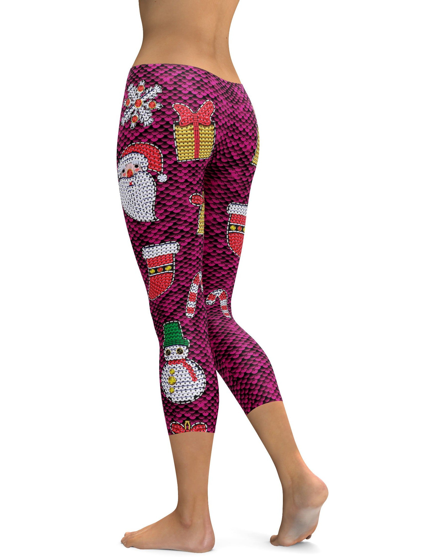 Christmas Paillette Capris - GearBunch Leggings / Yoga Pants