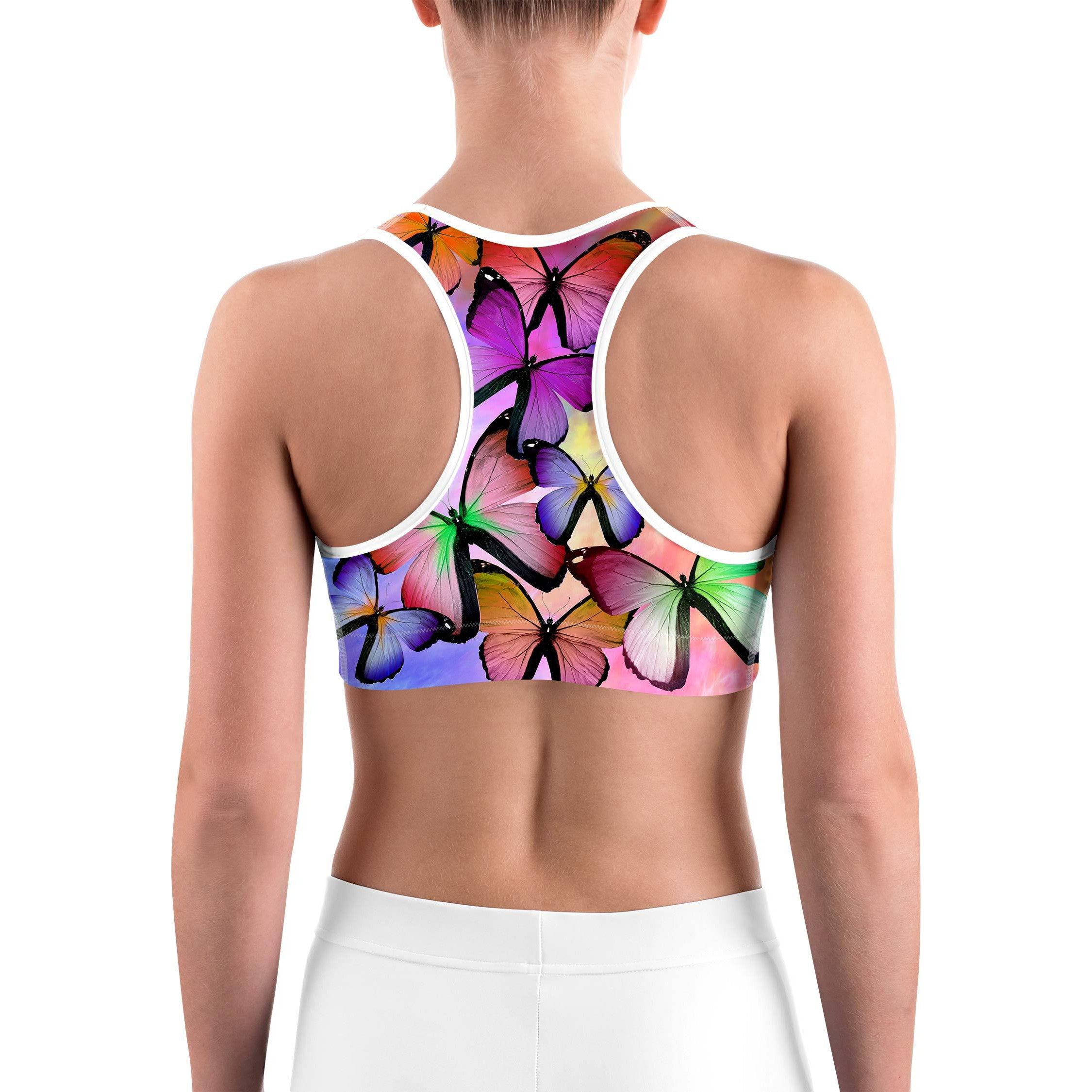 Colorful Butterflies Sports bra - GearBunch Leggings / Yoga Pants