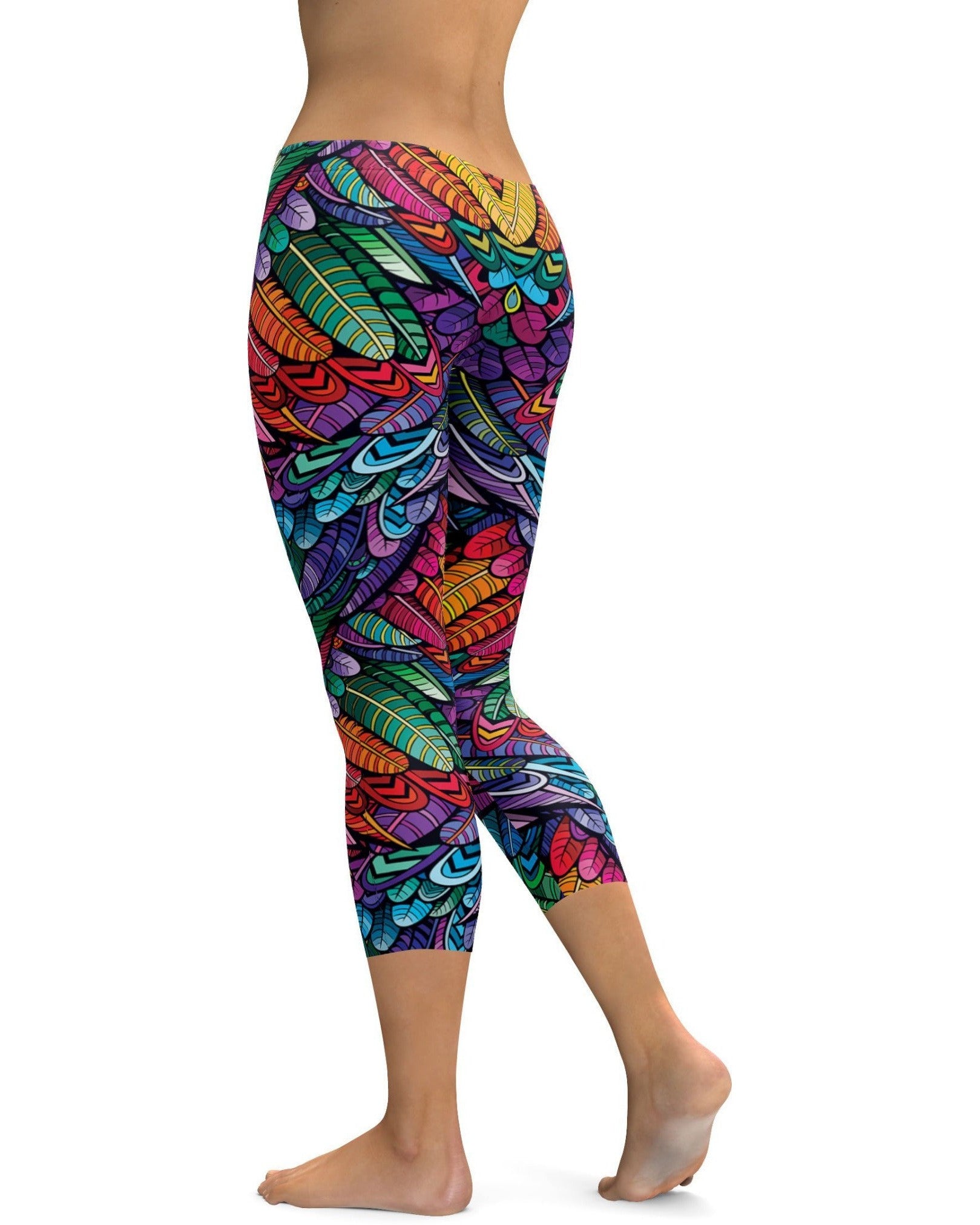 Colorful Feathers Capris | GearBunch