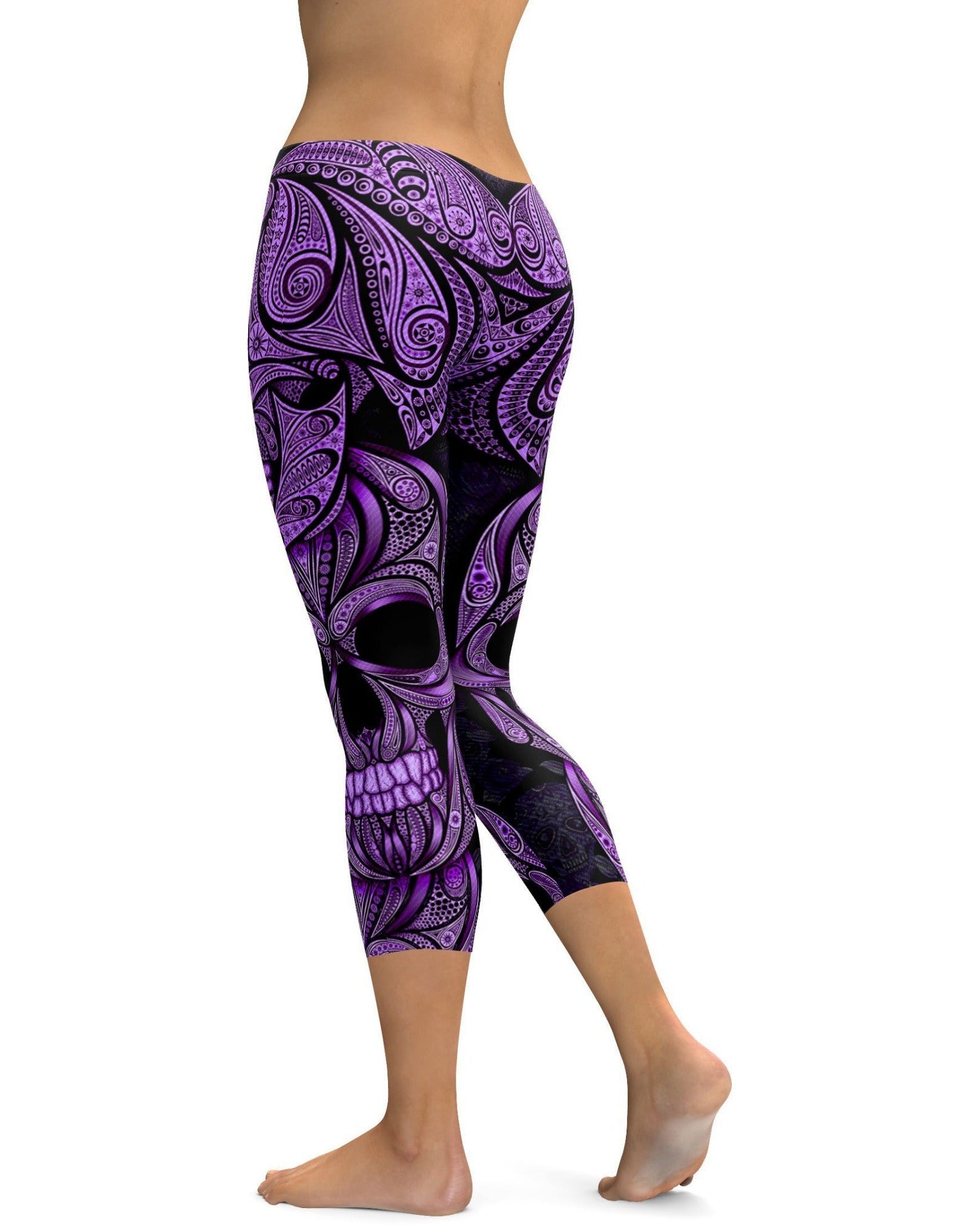 Purple Ornamental Skull Capris | Gearbunch