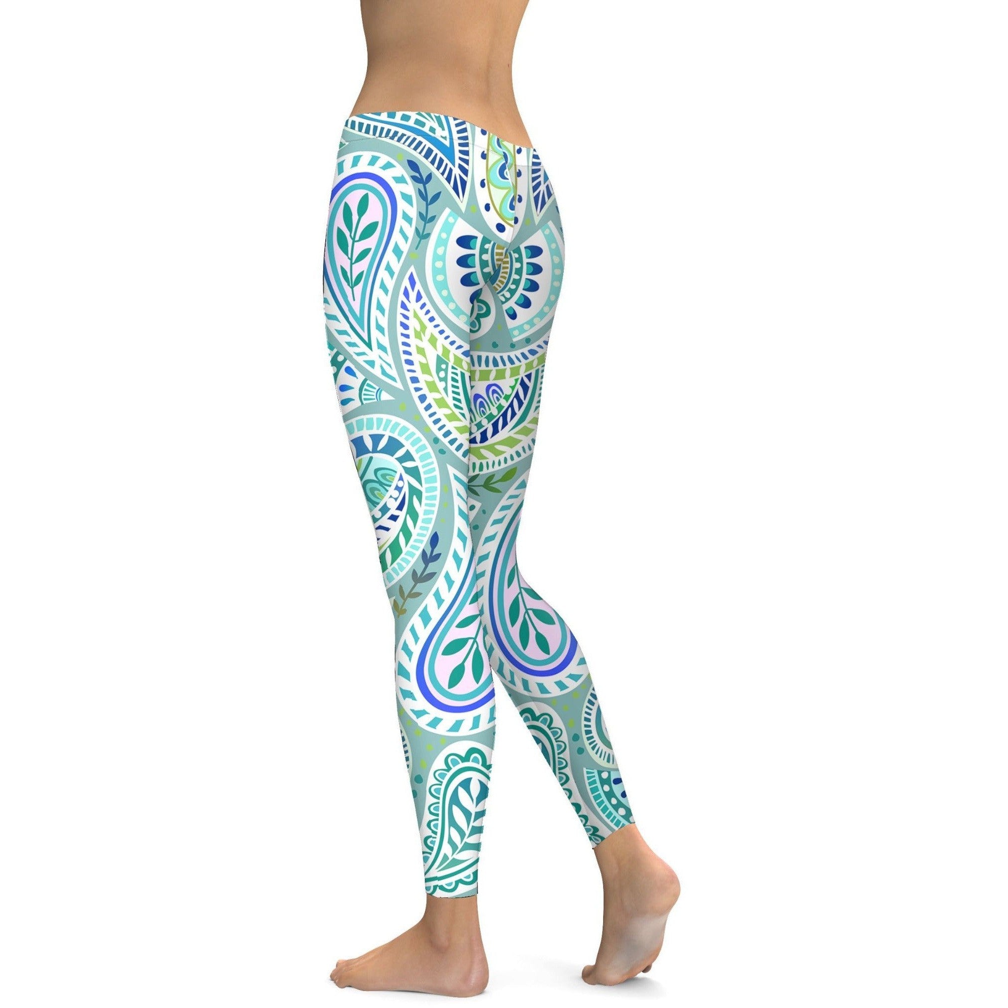 Blue and Green Paisley Leggings 