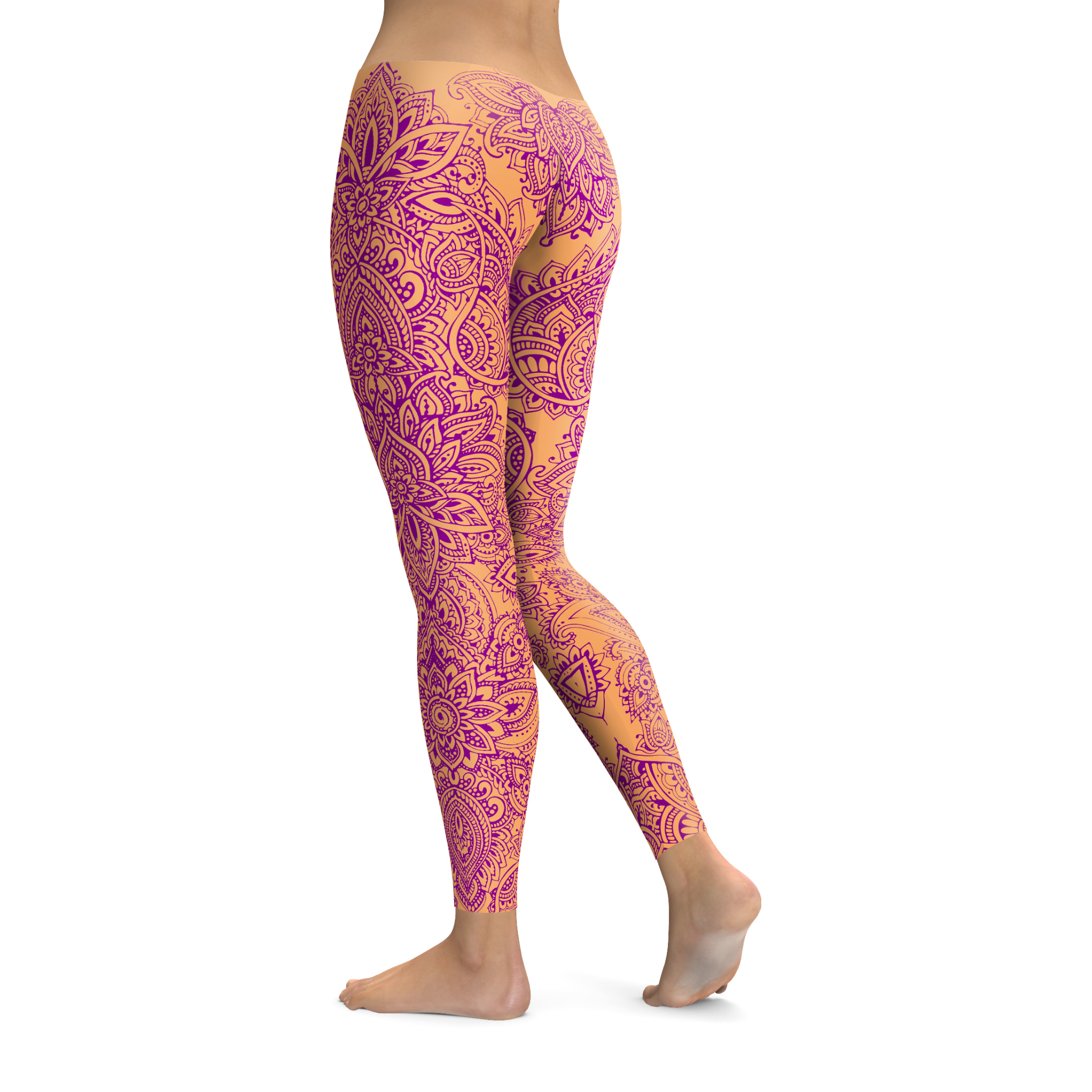 Coral and Purple Henna Tattoo Leggings | Gearbunch