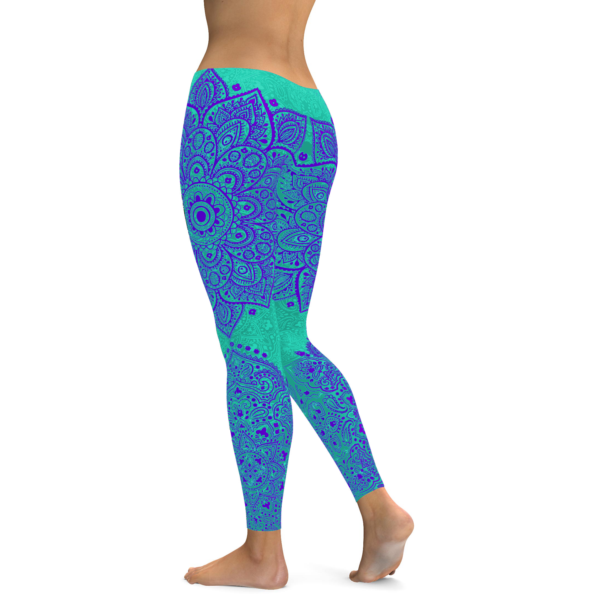 Turquoise and Purple Mandala Leggings | Gearbunch