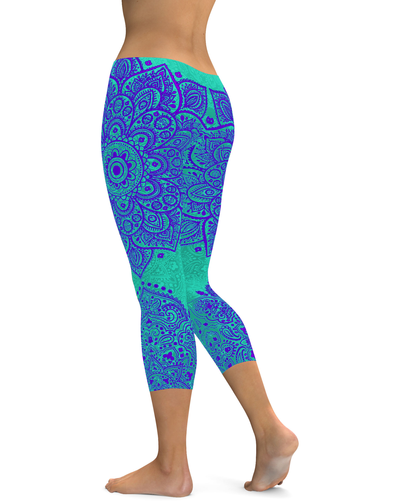 Turquoise and Purple Mandala Capris | Gearbunch