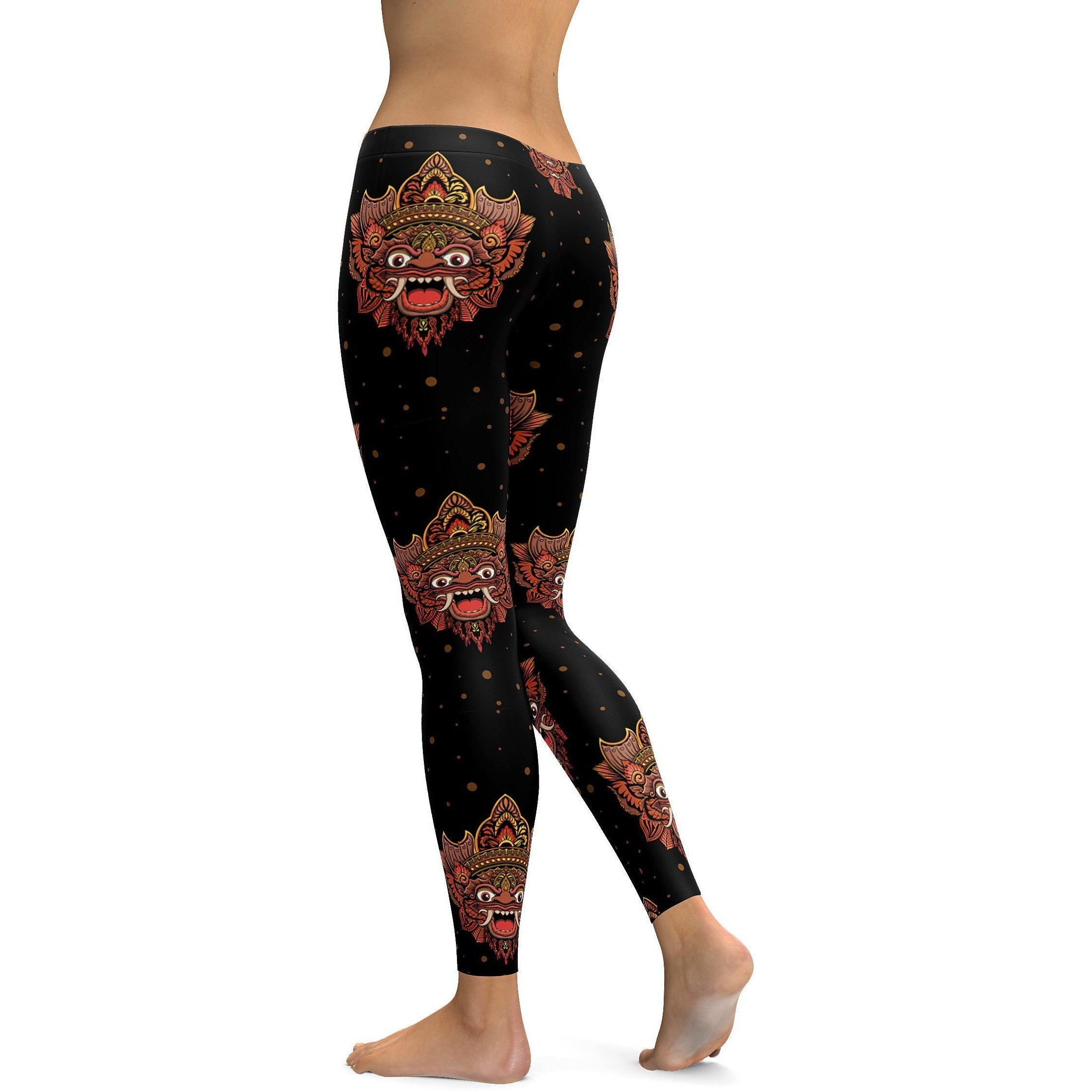 Womens Workout Yoga Balinese Masks Leggings