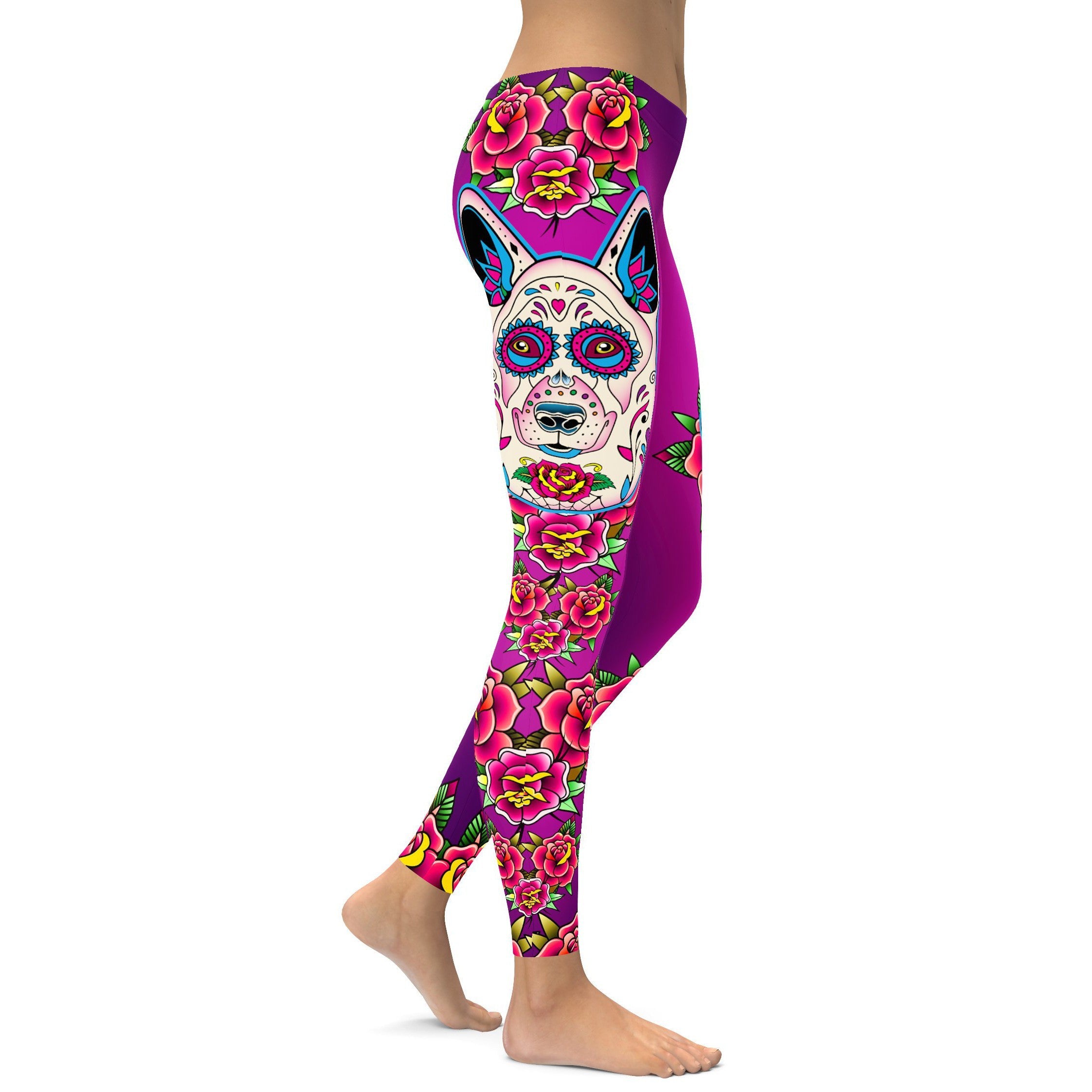 Sugar Skull German Shepherd Leggings