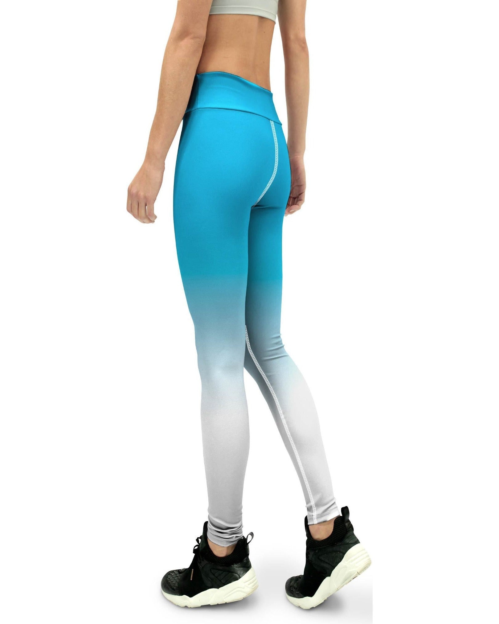 Ombre Sky Blue to White Yoga Pants | Gearbunch