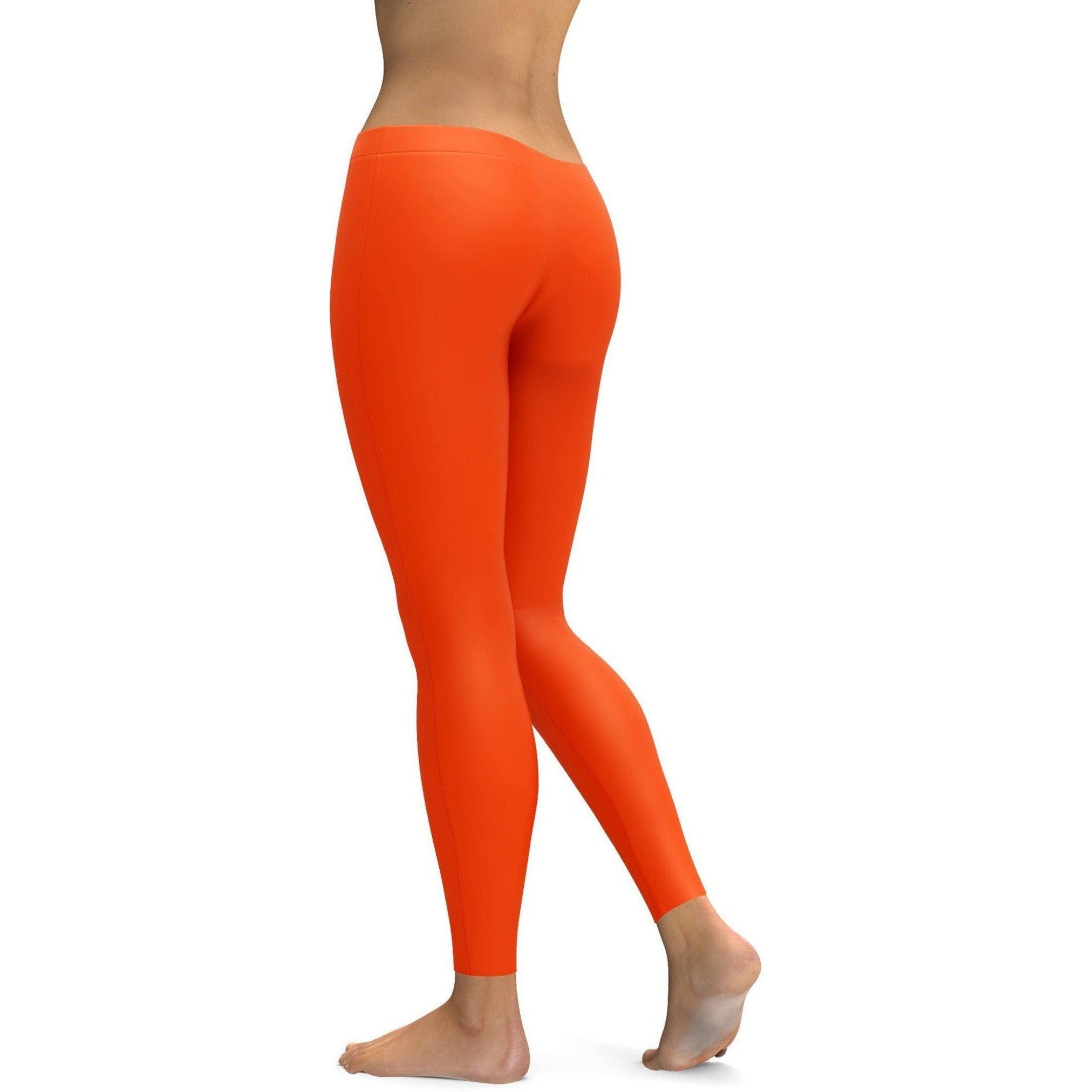 Solid Hot Orange Leggings | GearBunch