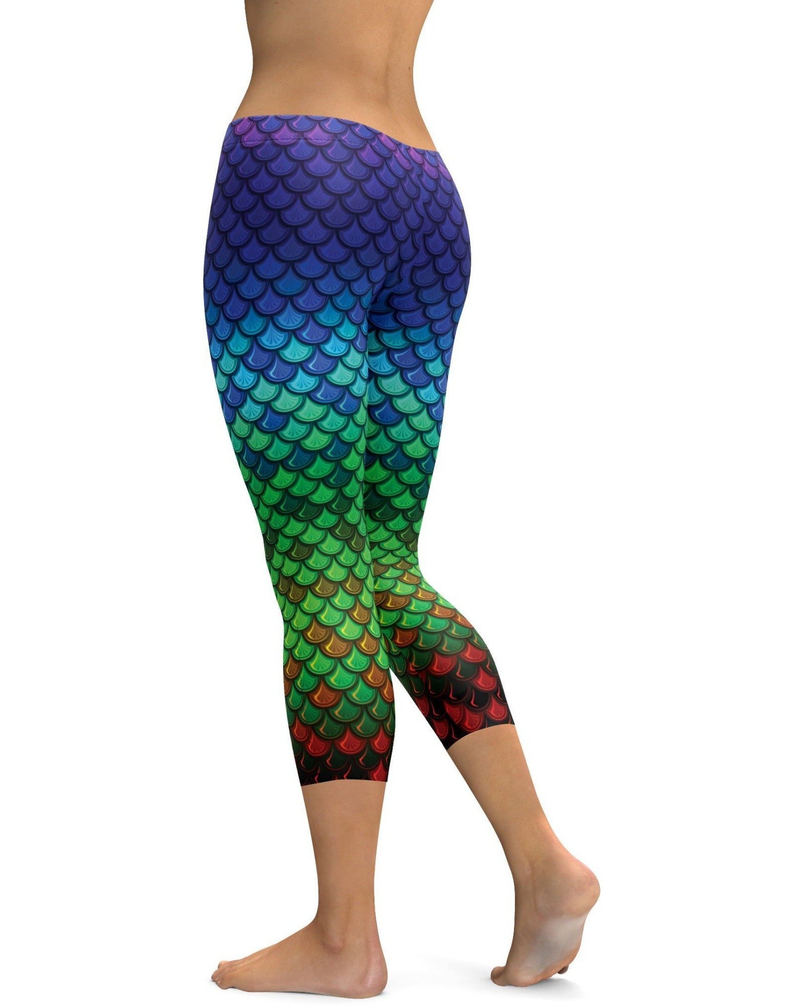 Rainbow Colored Mermaid Capris | Gearbunch