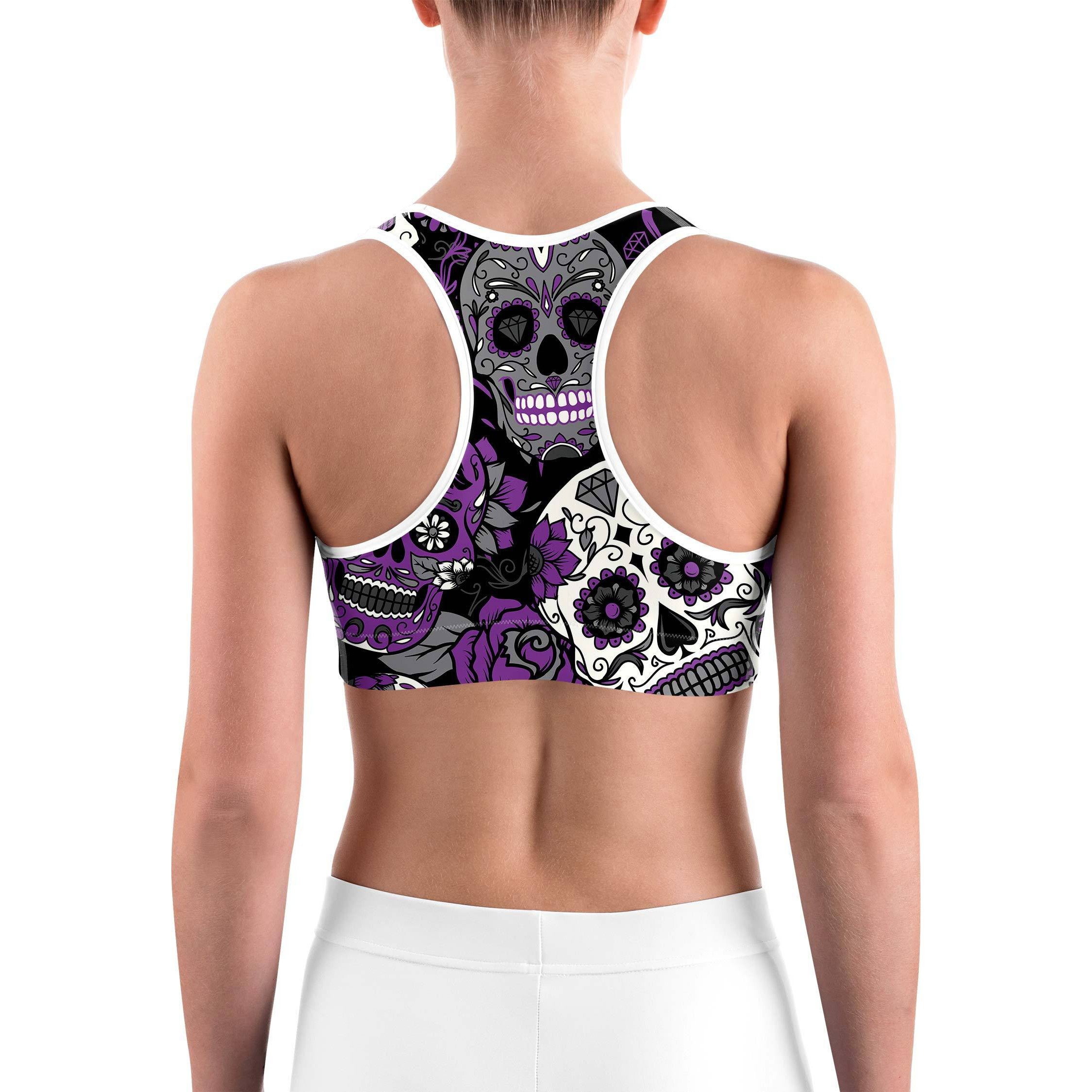 Purple Sugar Skull Sports Bra