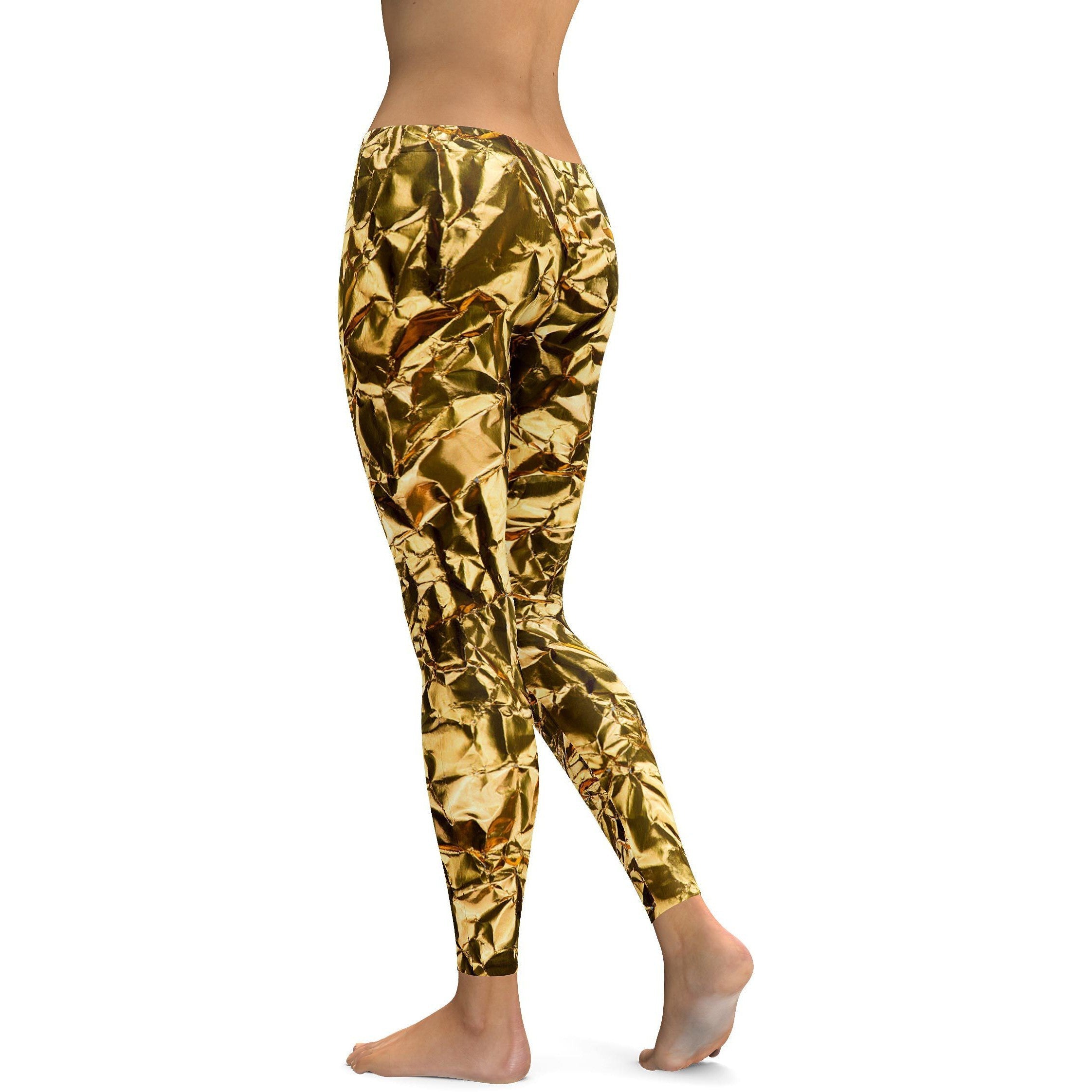 Wrinkled Gold Leggings | GearBunch