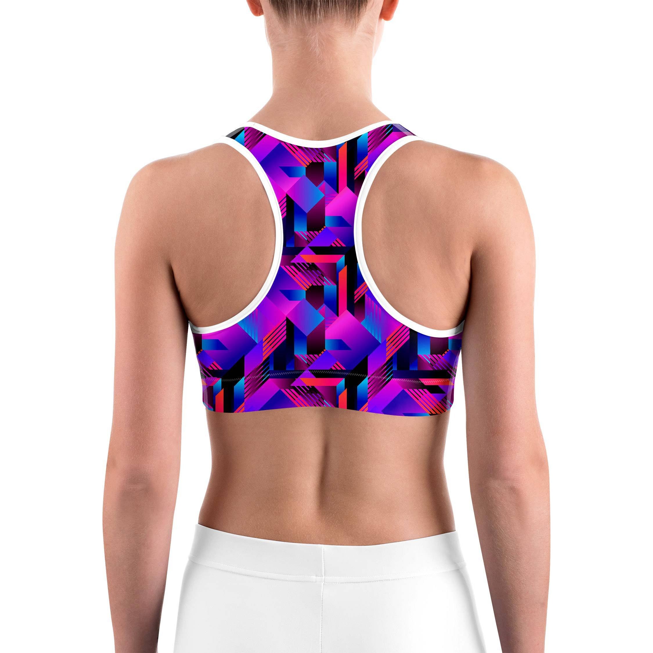 Pink and Purple Colorblock Sports bra