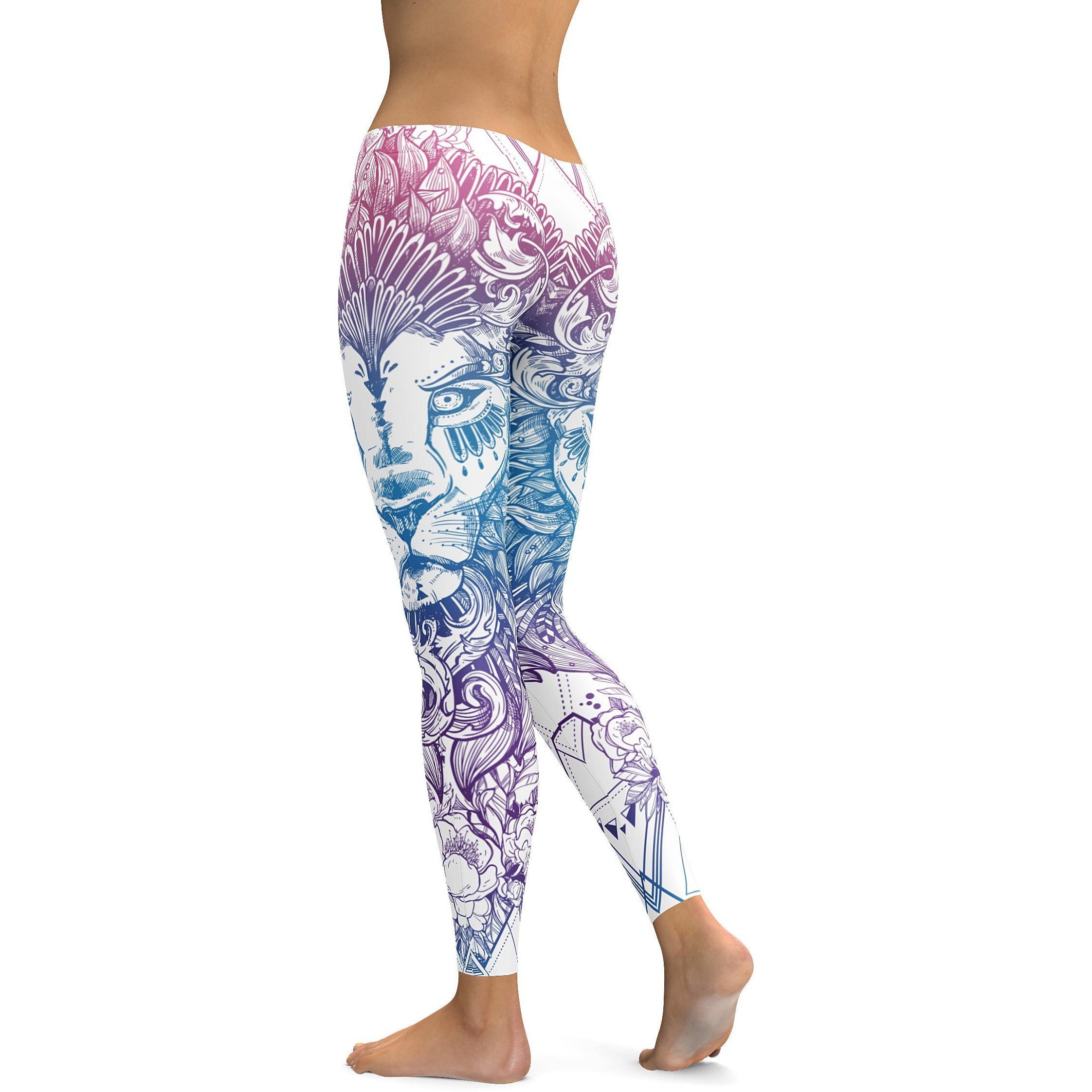 Bright White Lion Leggings - GearBunch Leggings / Yoga Pants