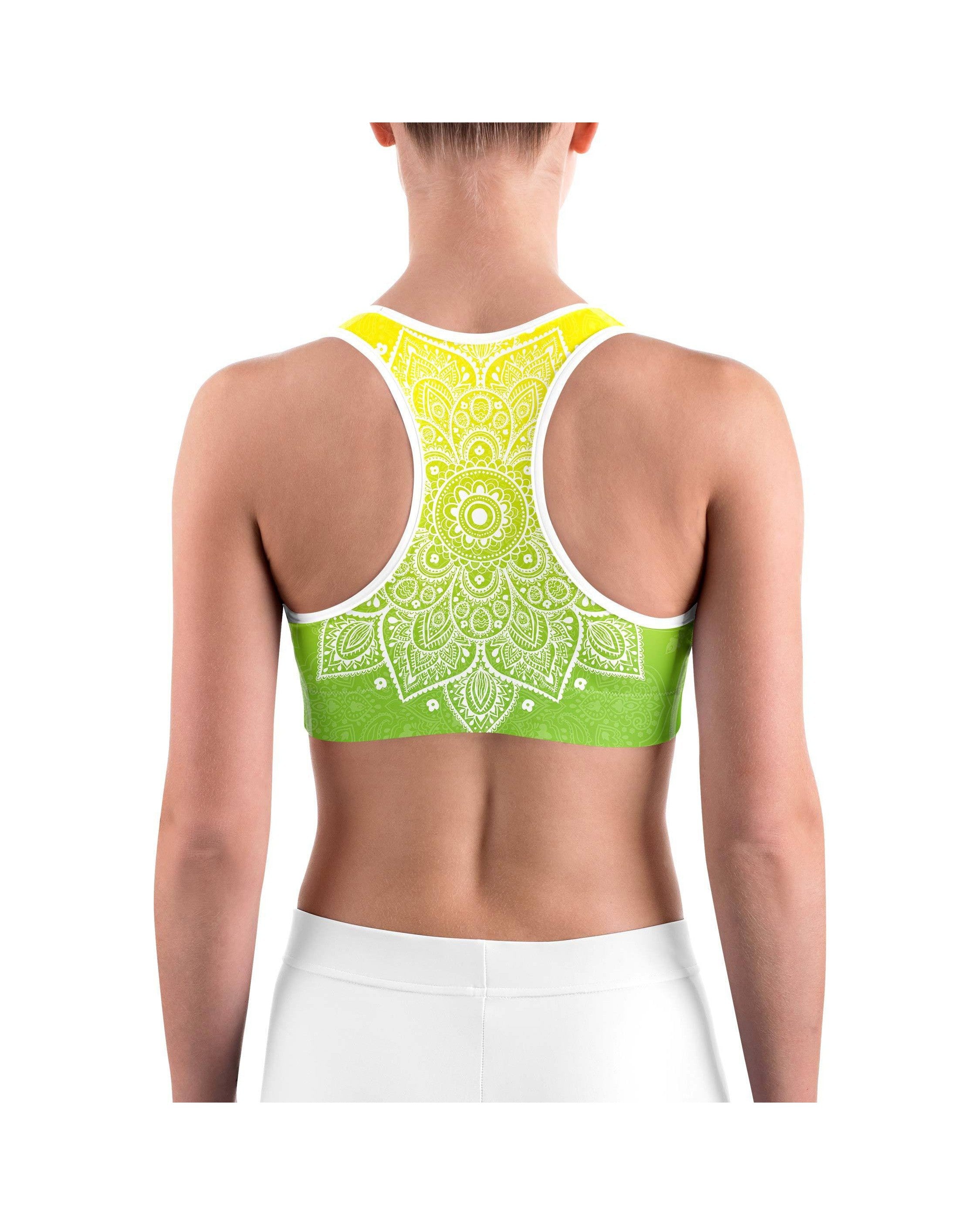 Yellow to Green Mandala Sports bra