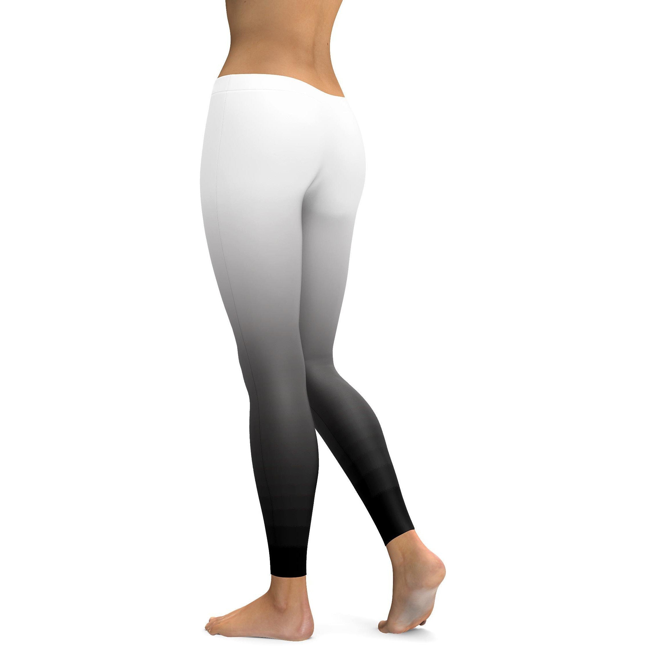 Ombre White to Black Leggings - GearBunch Leggings / Yoga Pants