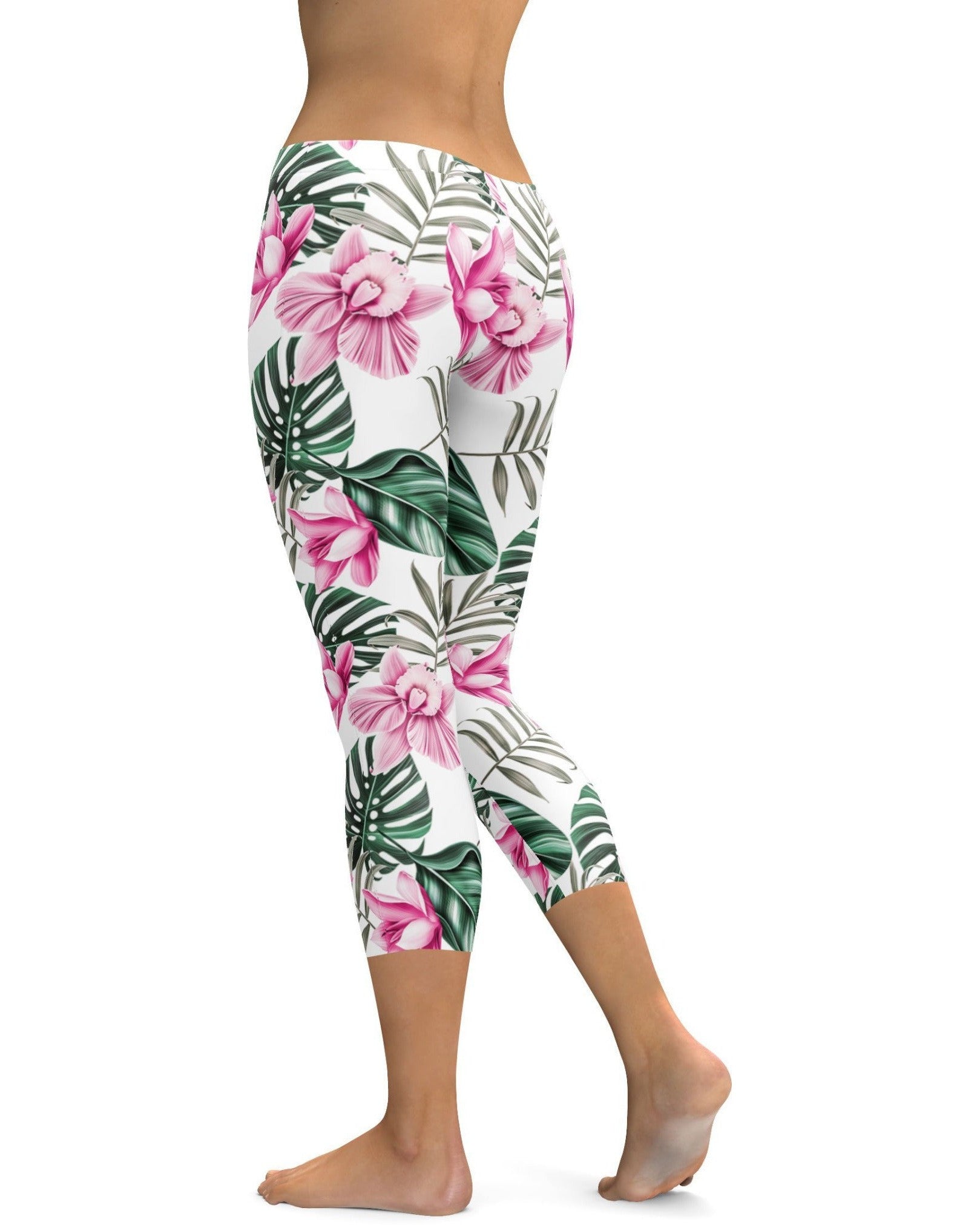 Tropical Floral White Capris | Gearbunch