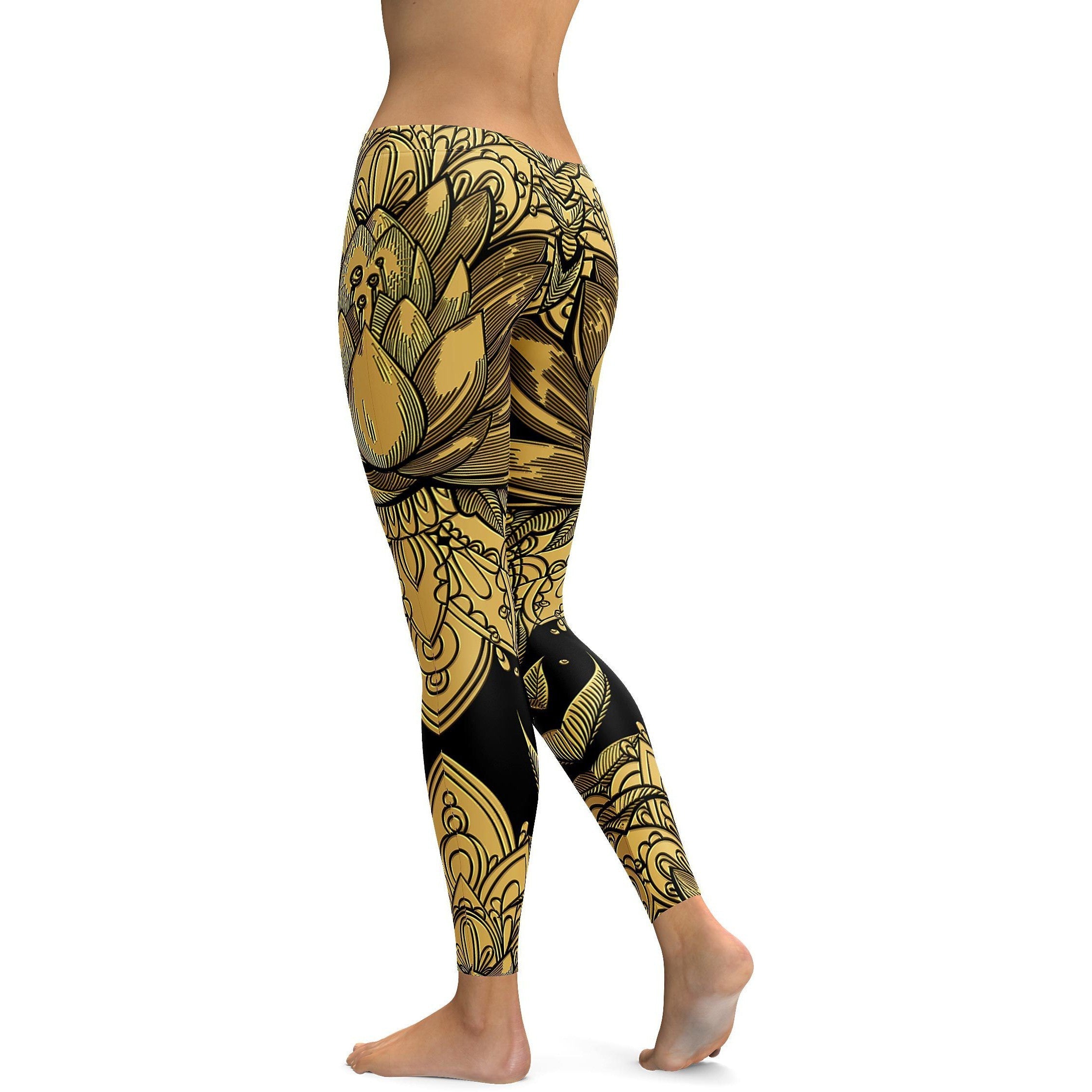 Golden Lotus Leggings - GearBunch Leggings / Yoga Pants