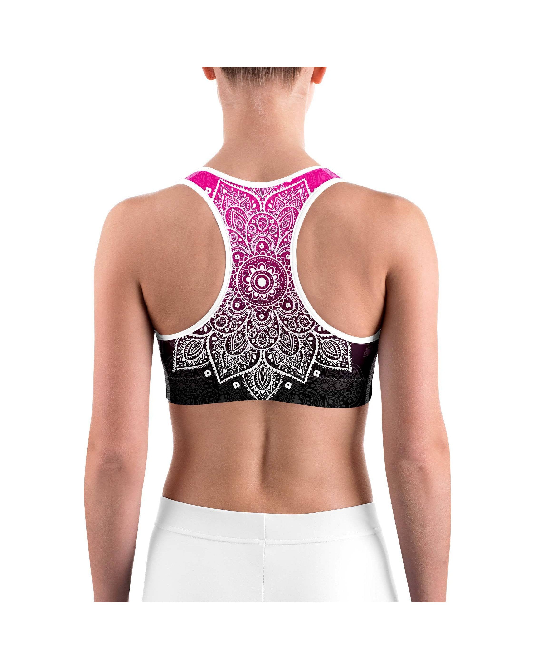 Pink to Black Mandala Sports bra