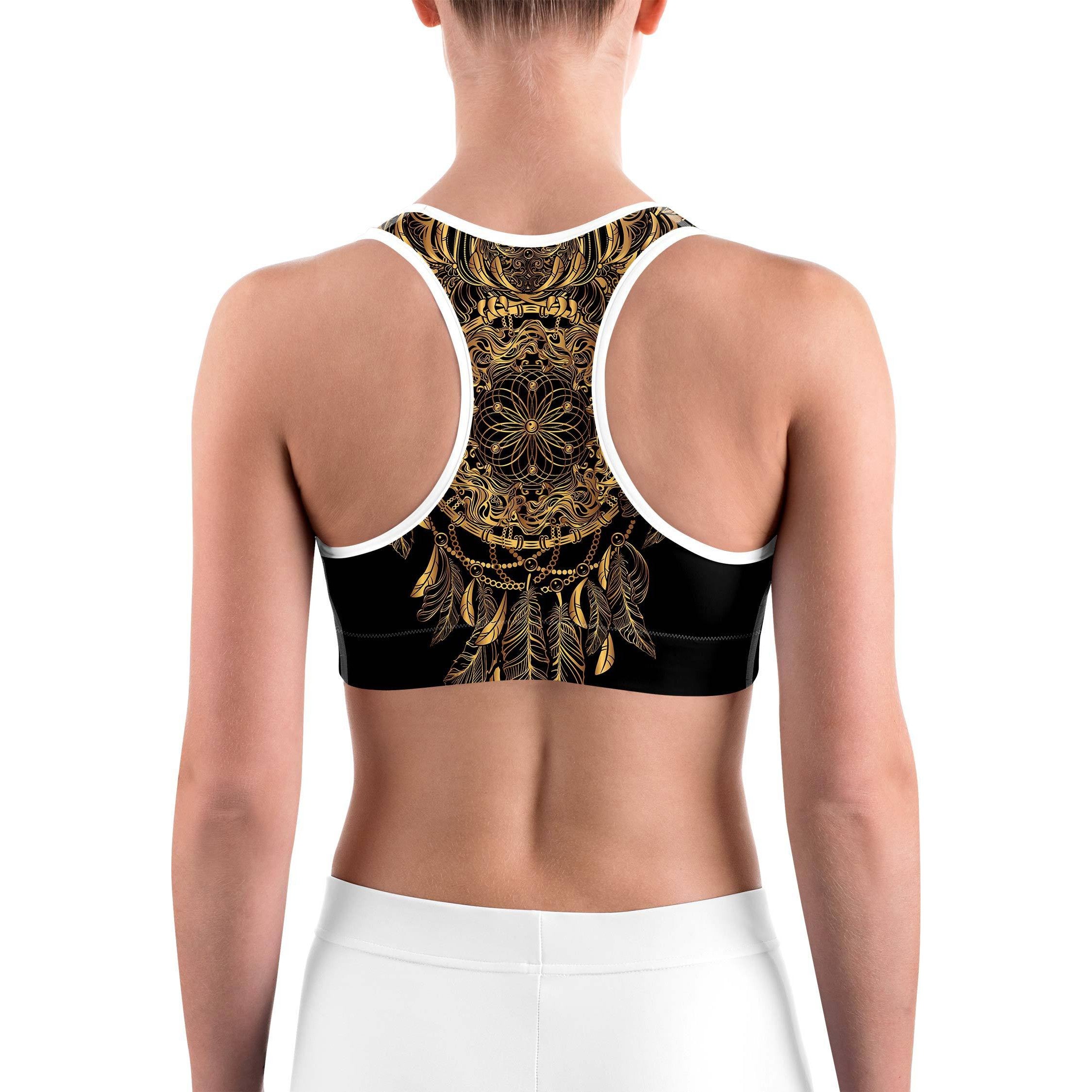 Golden Ornamental Owl Sports bra